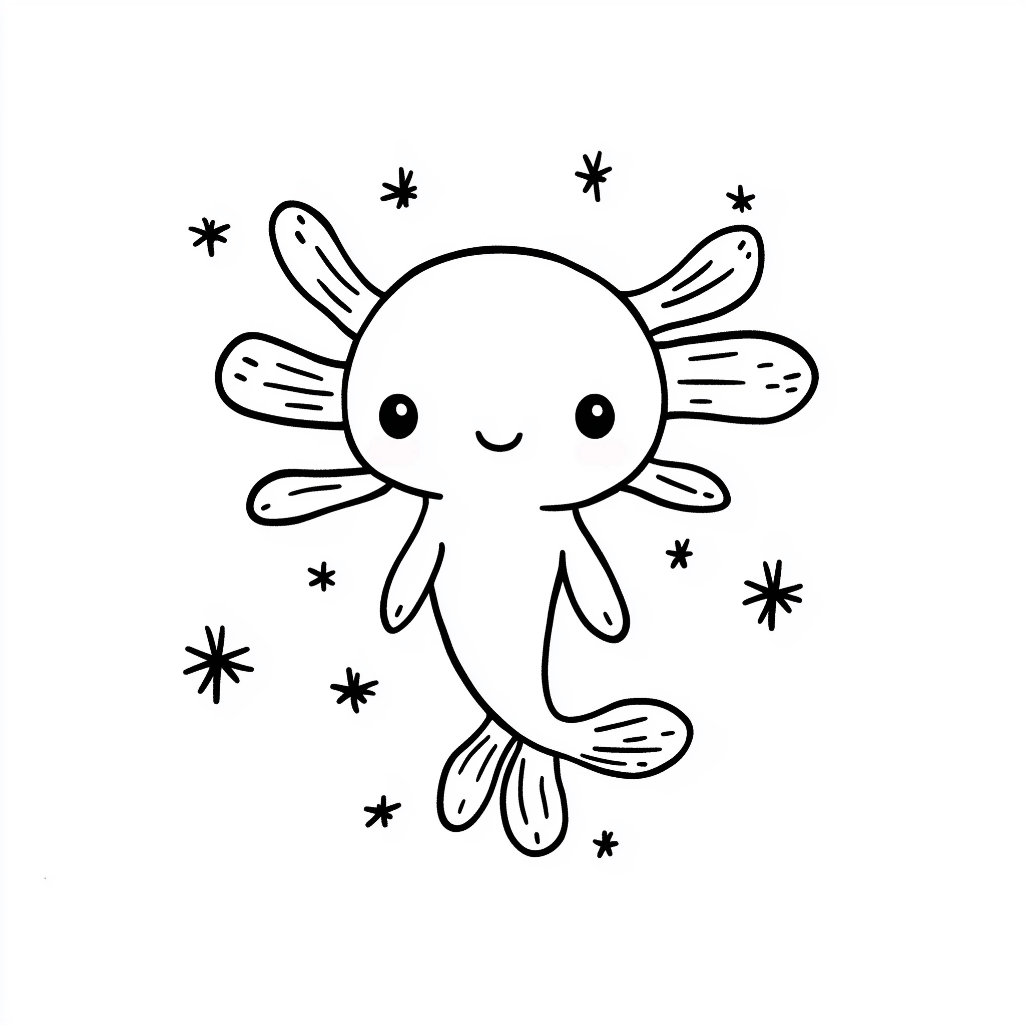 Charming Black and White Axolotl Coloring Page