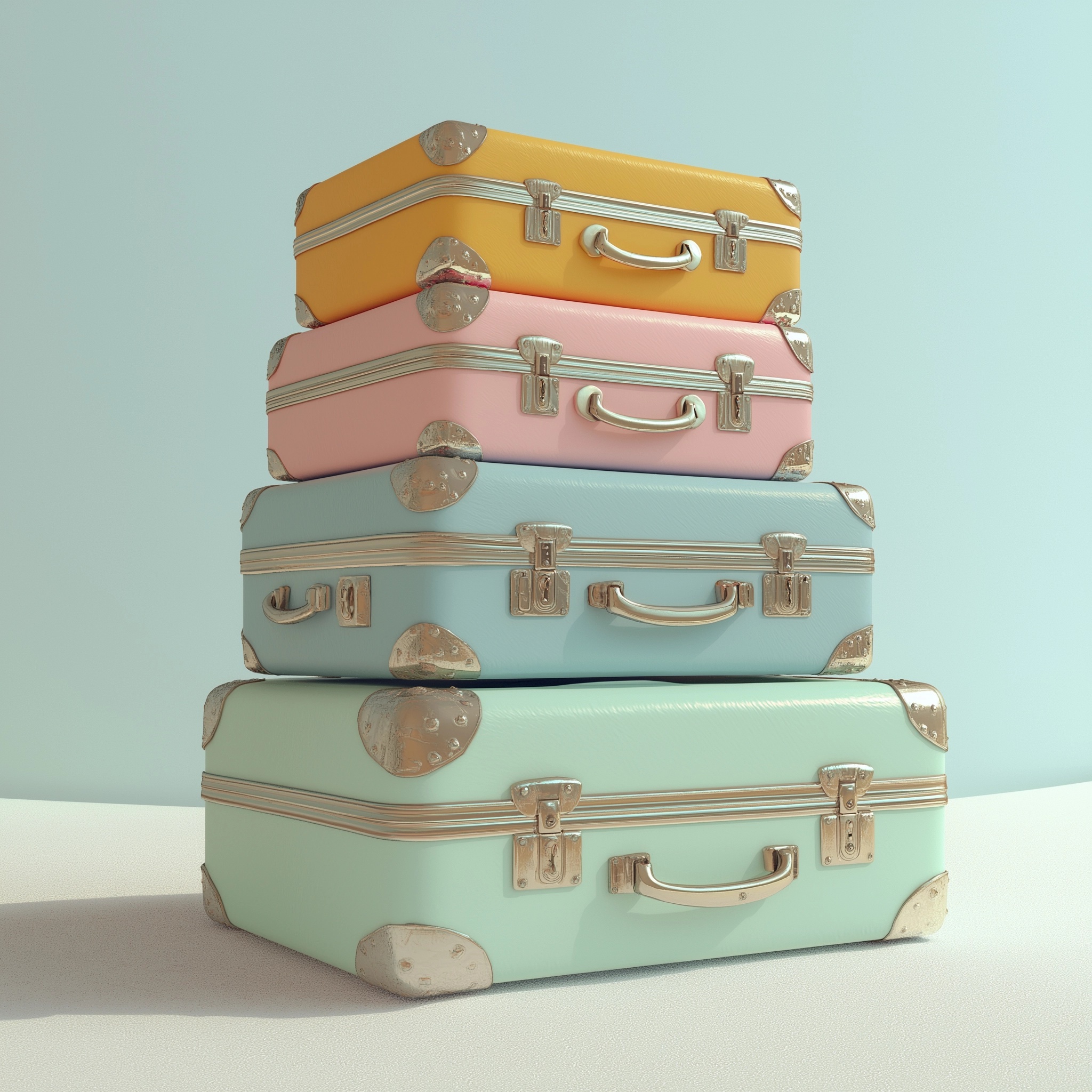 Vibrant Stacked Suitcases: Travel in Style