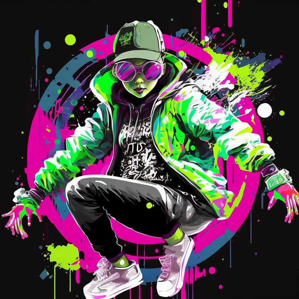 Colorful Hip Hop Graffiti Jacket & Breakdance Art