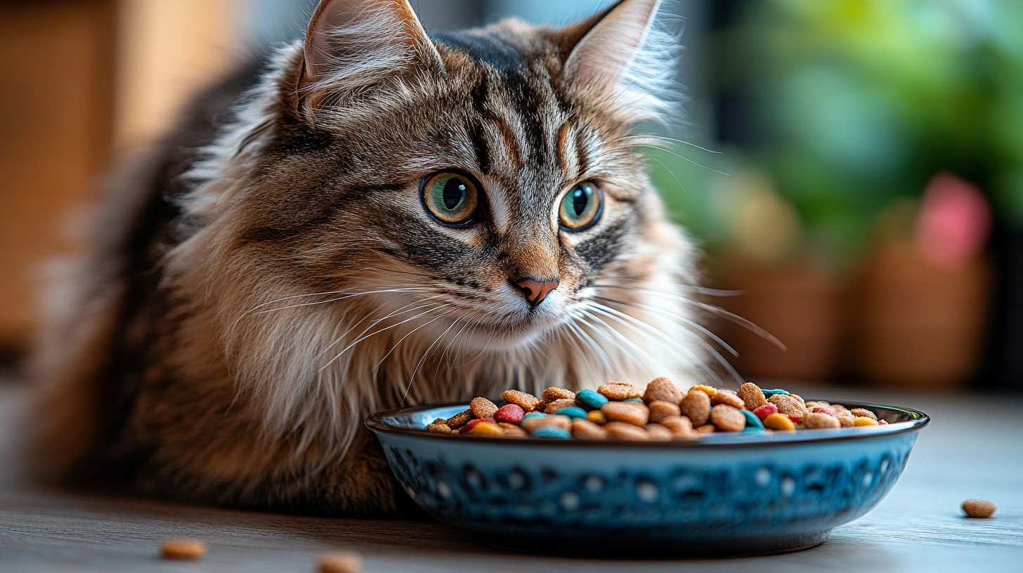 Cozy Kitchen Bliss: Happy Cat Enjoys Its Meal