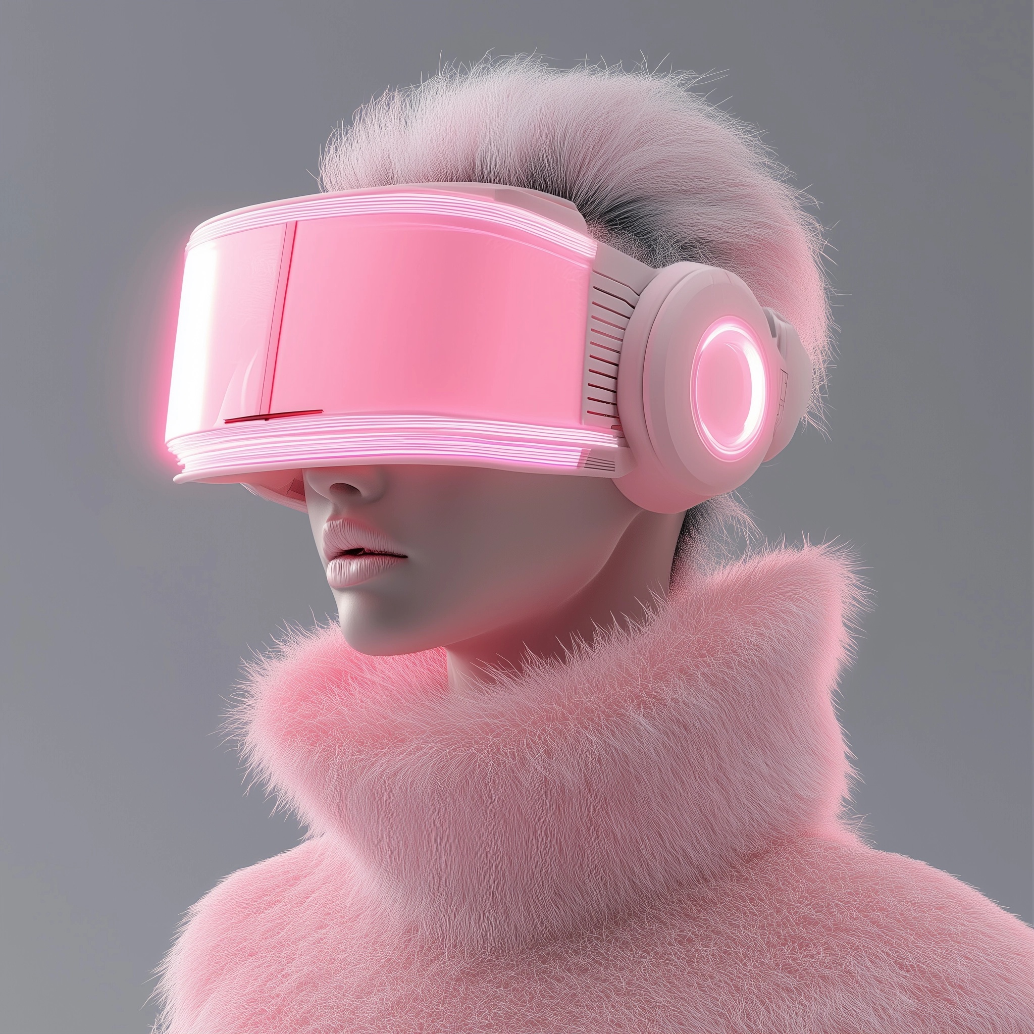 Fuzzy Pink Cyberpunk Visor - Bold 3D Style!