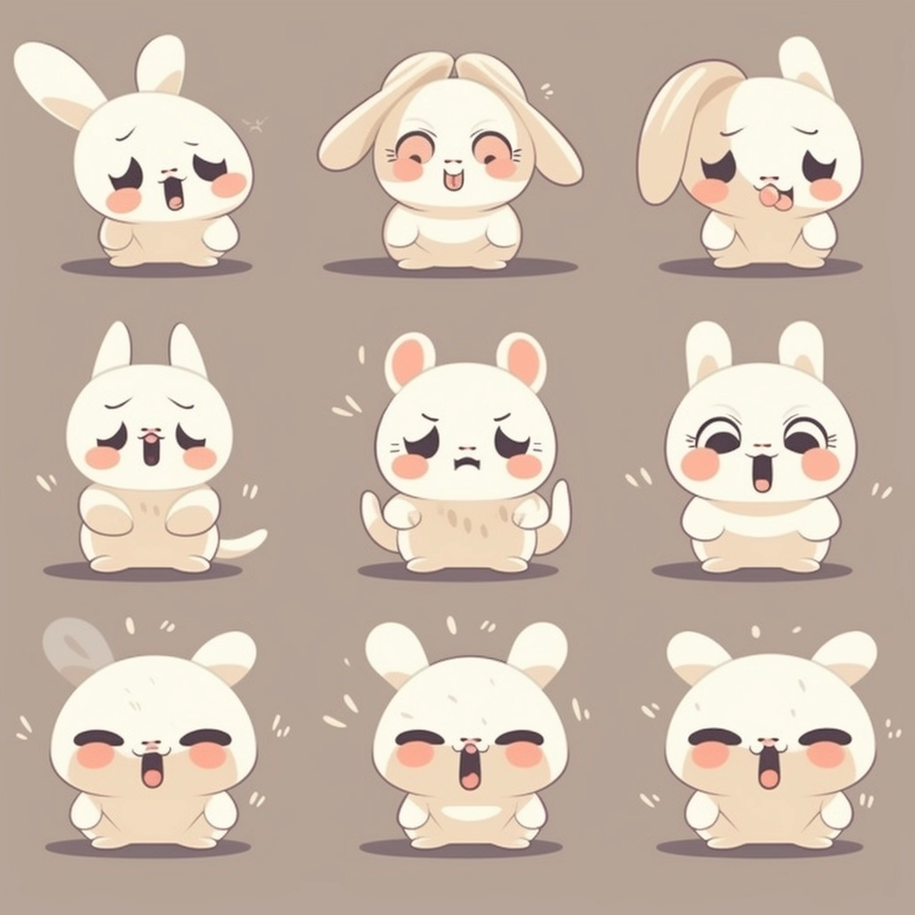 Chibi Rabbit Expressions: Happy, Angry, Sad & More