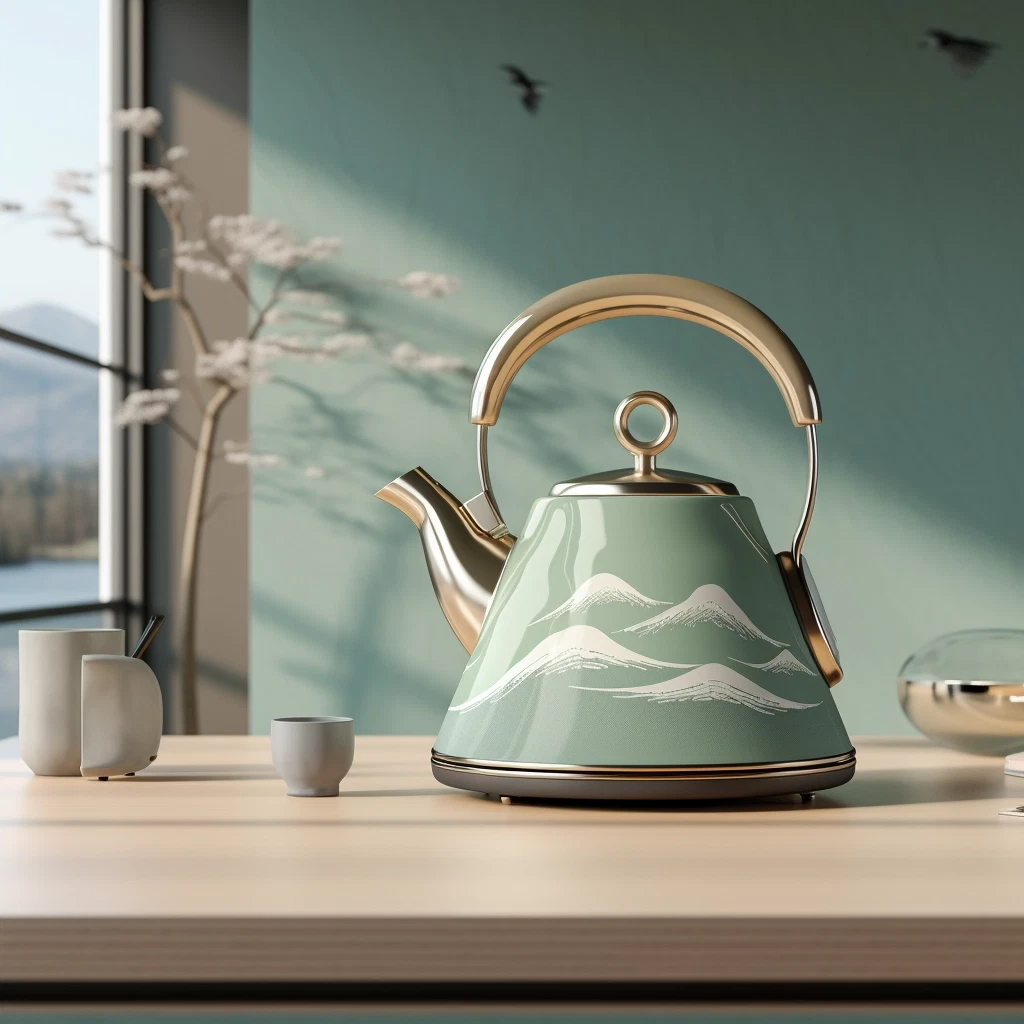 Japanese-inspired Green Tea Kettle: Streamlined Design & Serene Beauty