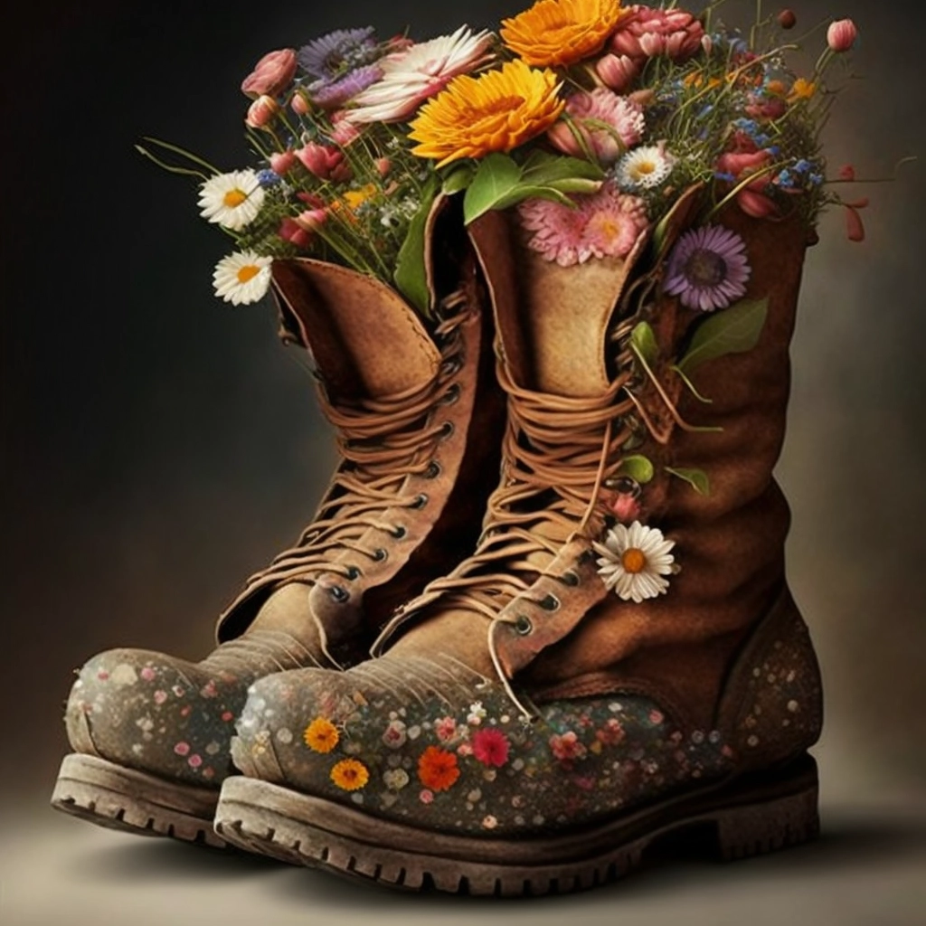 Realistic Flower-Filled Big Boots