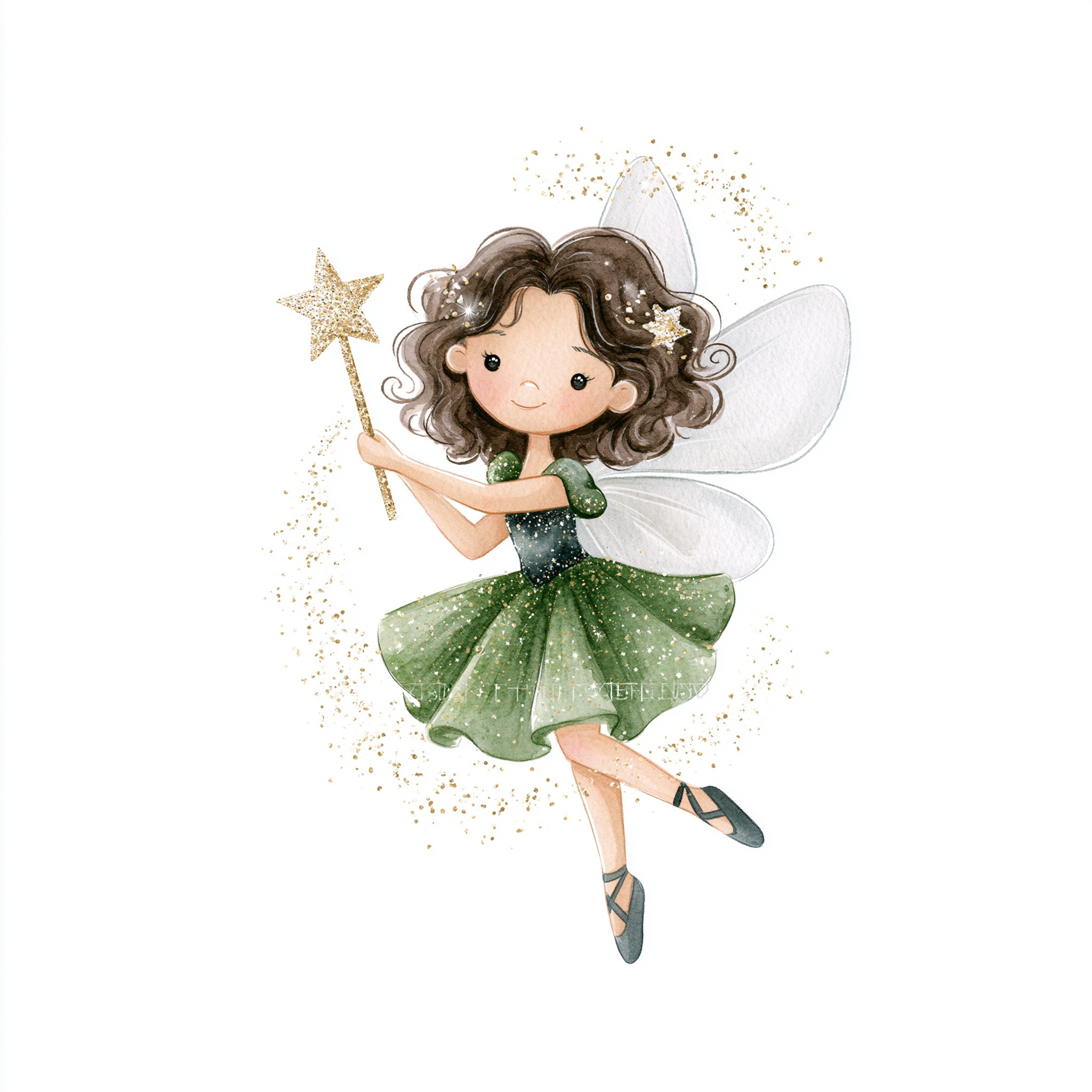 Enchanting Latina Fairy Watercolor Clipart
