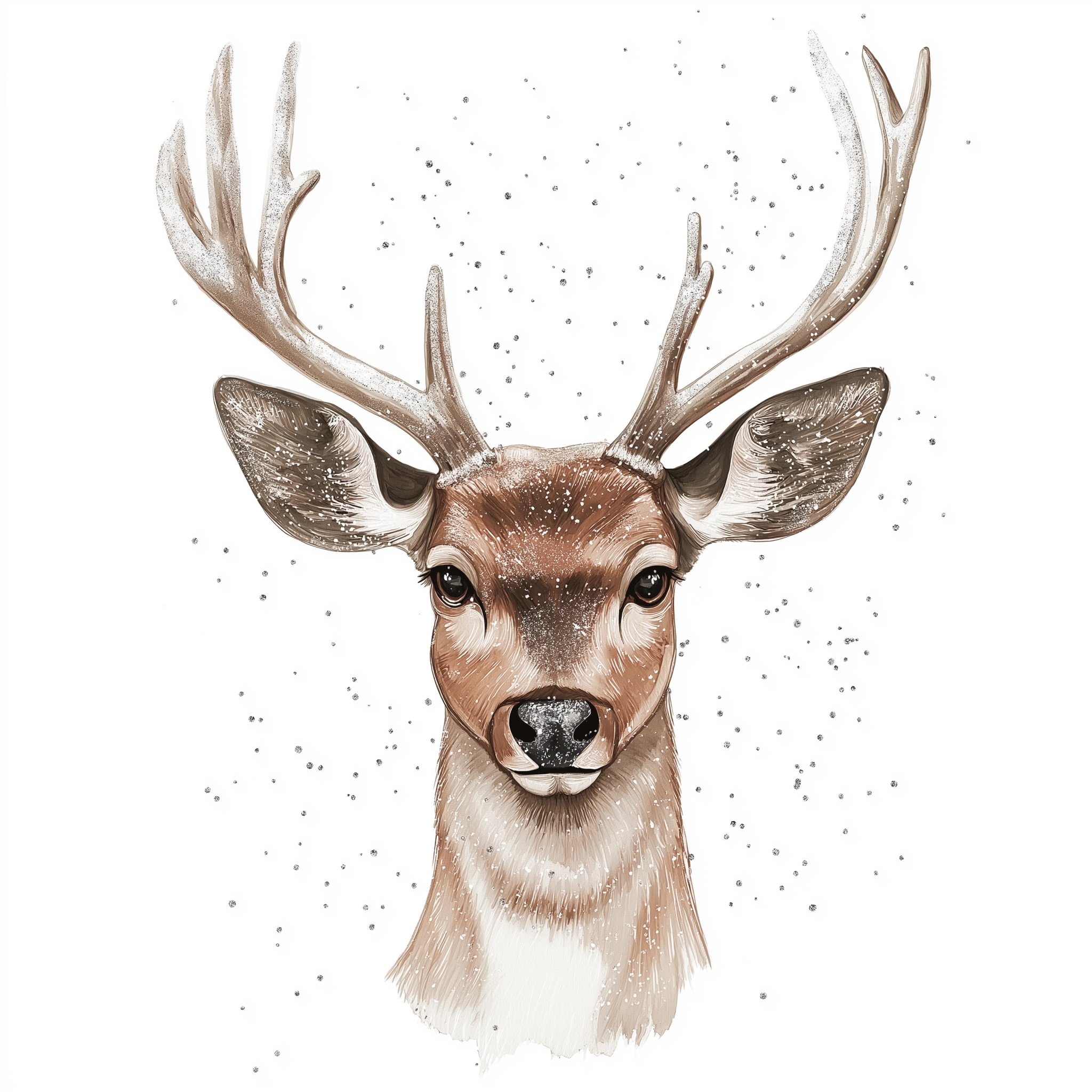 Elegant Watercolored Deer with Glittering Antlers