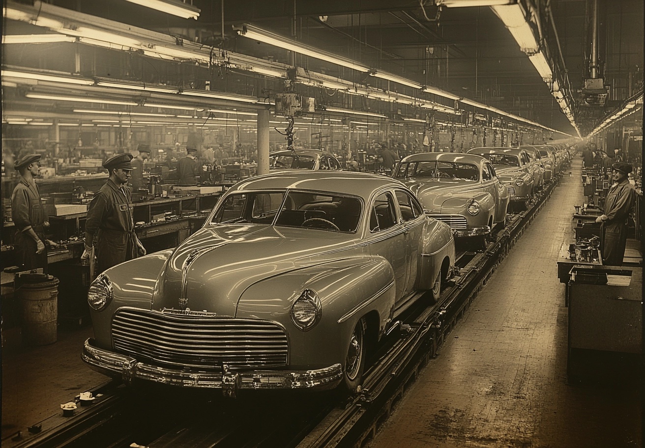 Vintage Ford Factory: A 1950s Production Line