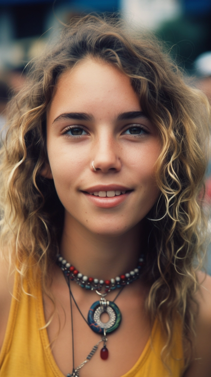 Beautiful Hippie Woman with Nose Piercing