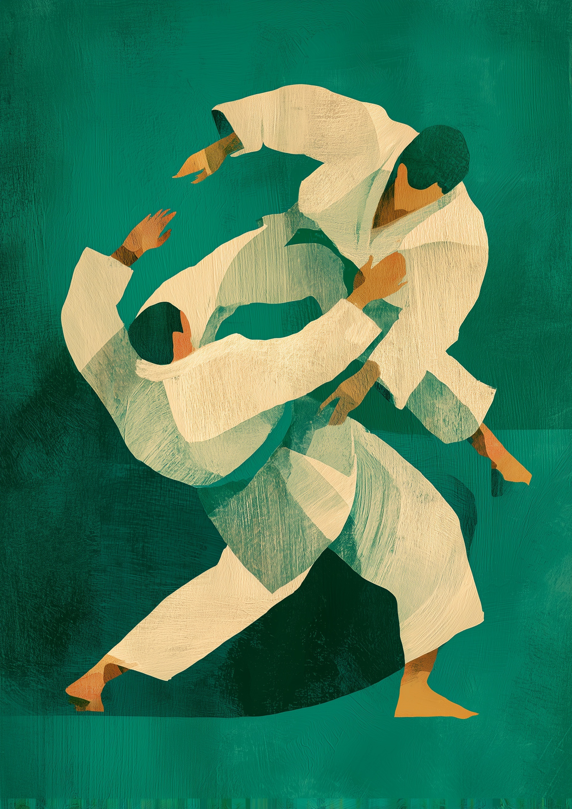 Abstract Judo Fighters: Matisse-Inspired Art