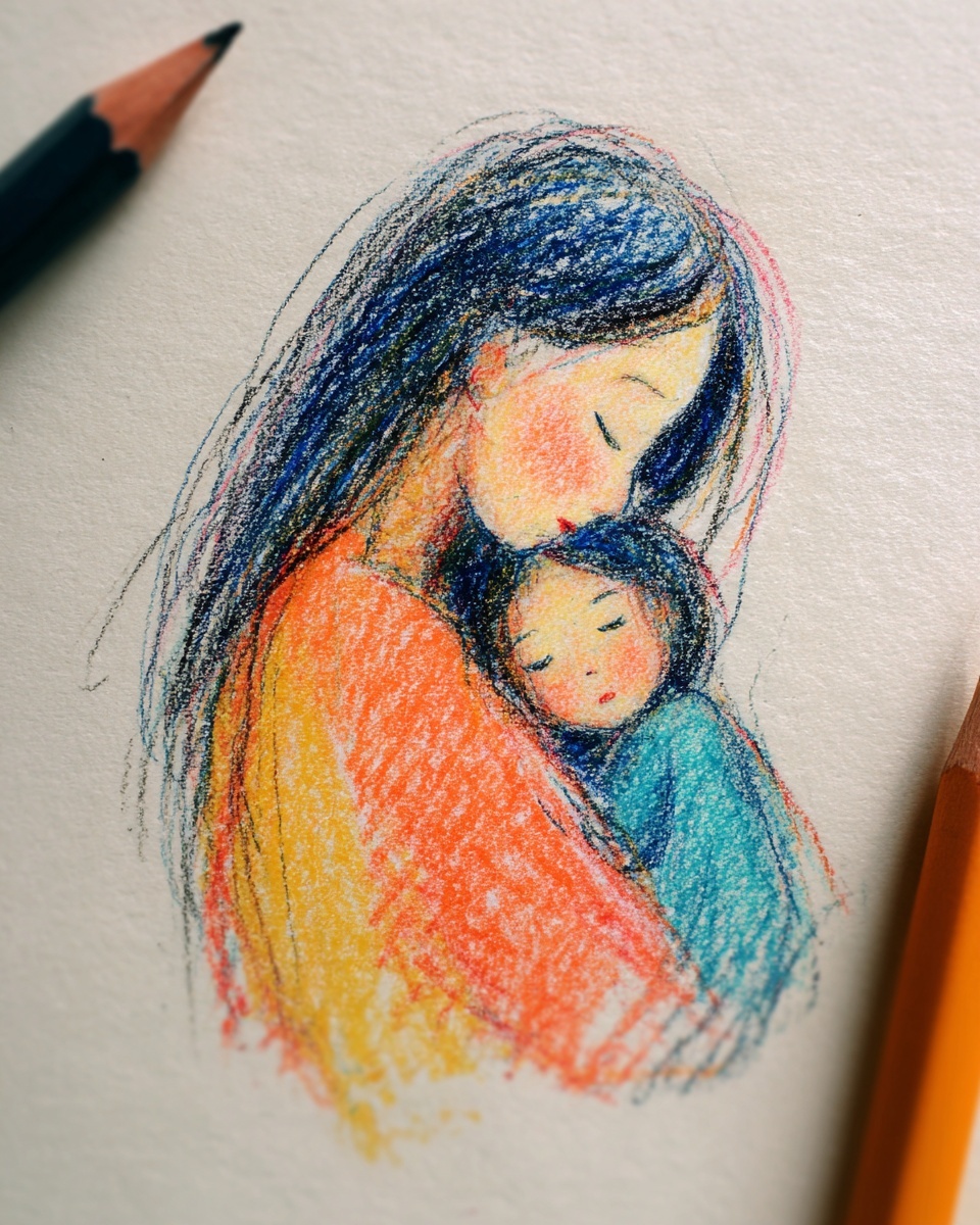 Charming Colored Pencil Mother's Day Sketch Cards