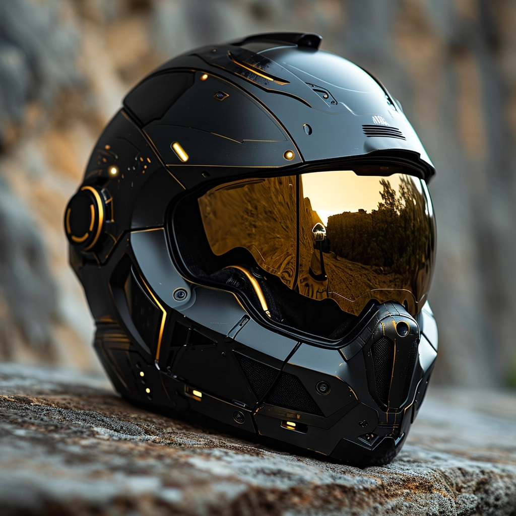 Revamp Your Ride with Cyberpunk Full Face Helmet - Matte Black with Gold T-Visor