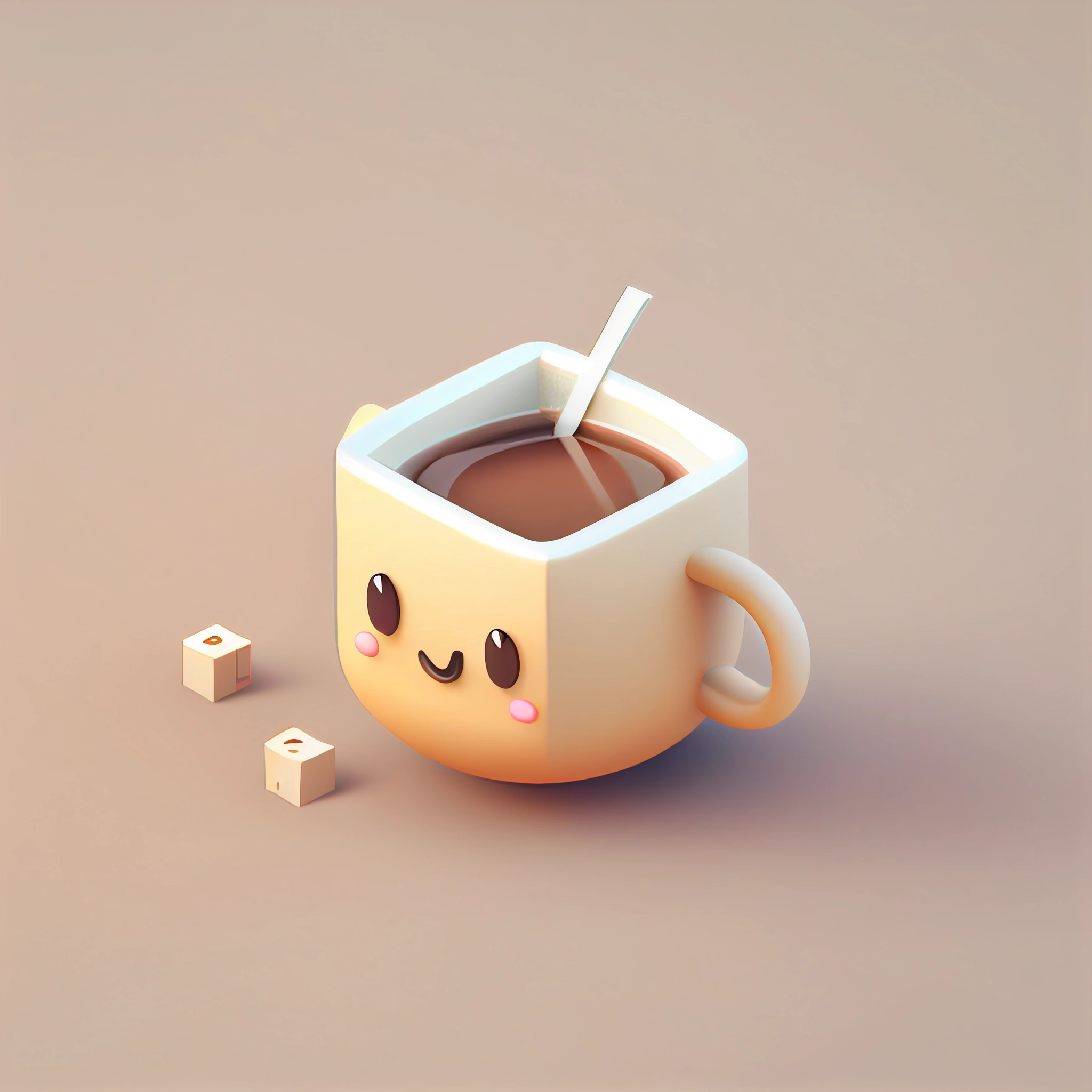 Cute Isometric Coffee Cup Design - 3D Rendered