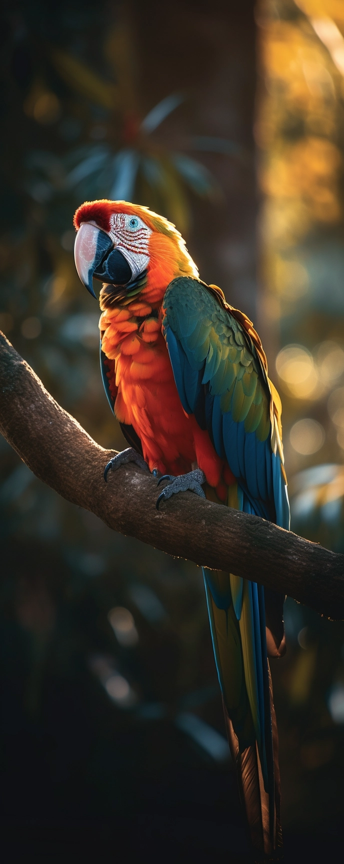 Golden Hour Guacamaya: Cinematic Close-Up