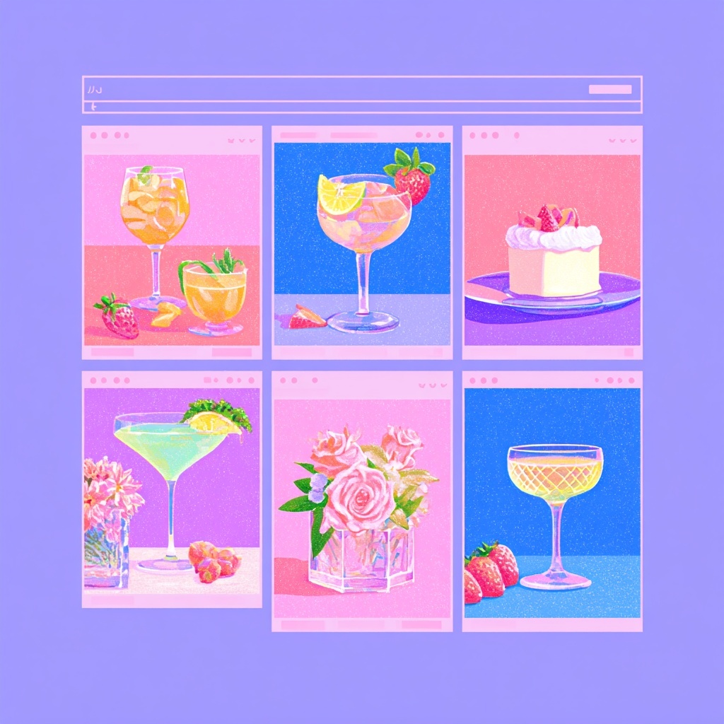 Vintage Web Aesthetic: Bold Cocktails in Pop-Up Style