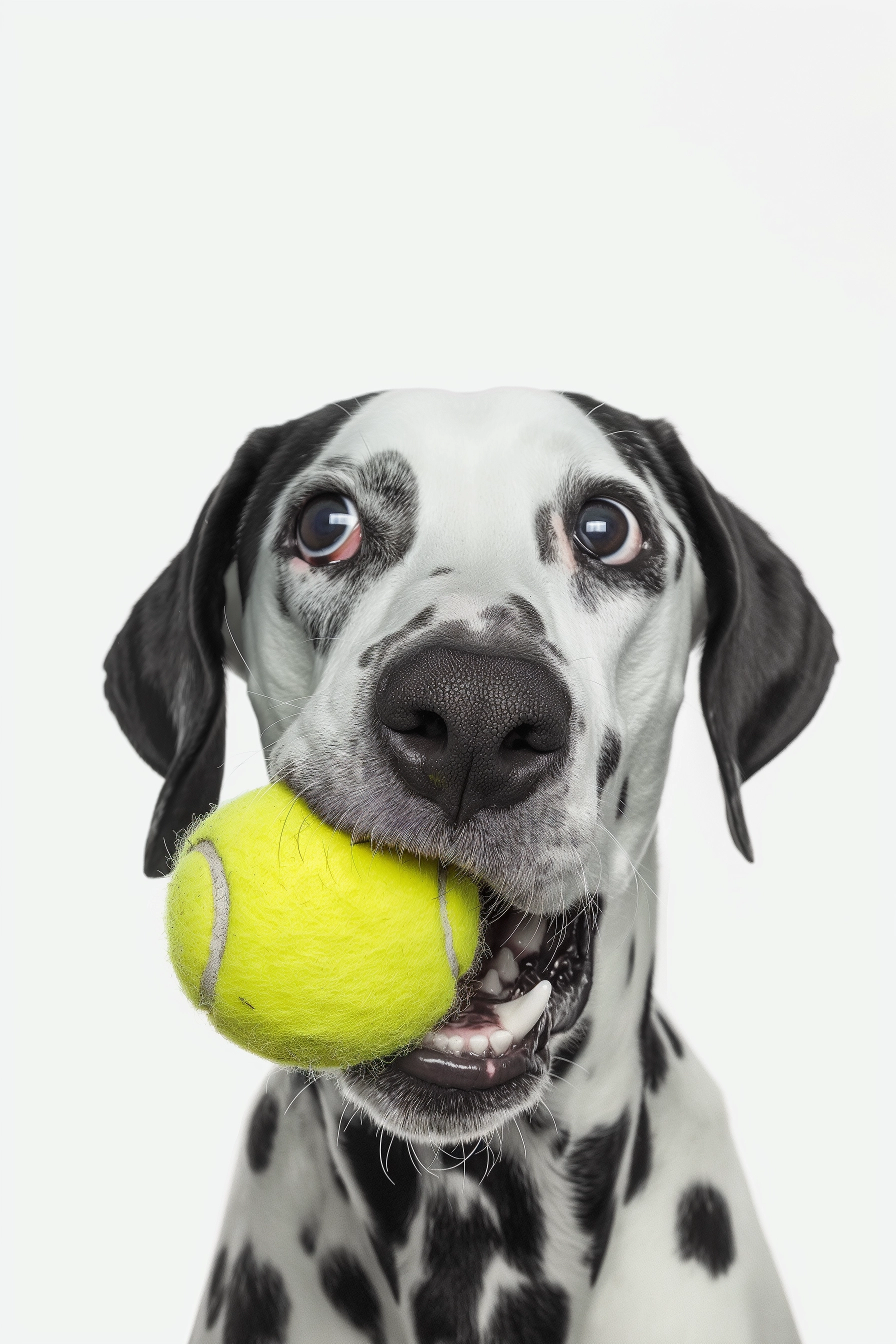 Whimsical Dalmatian Portrait with Tennis Ball