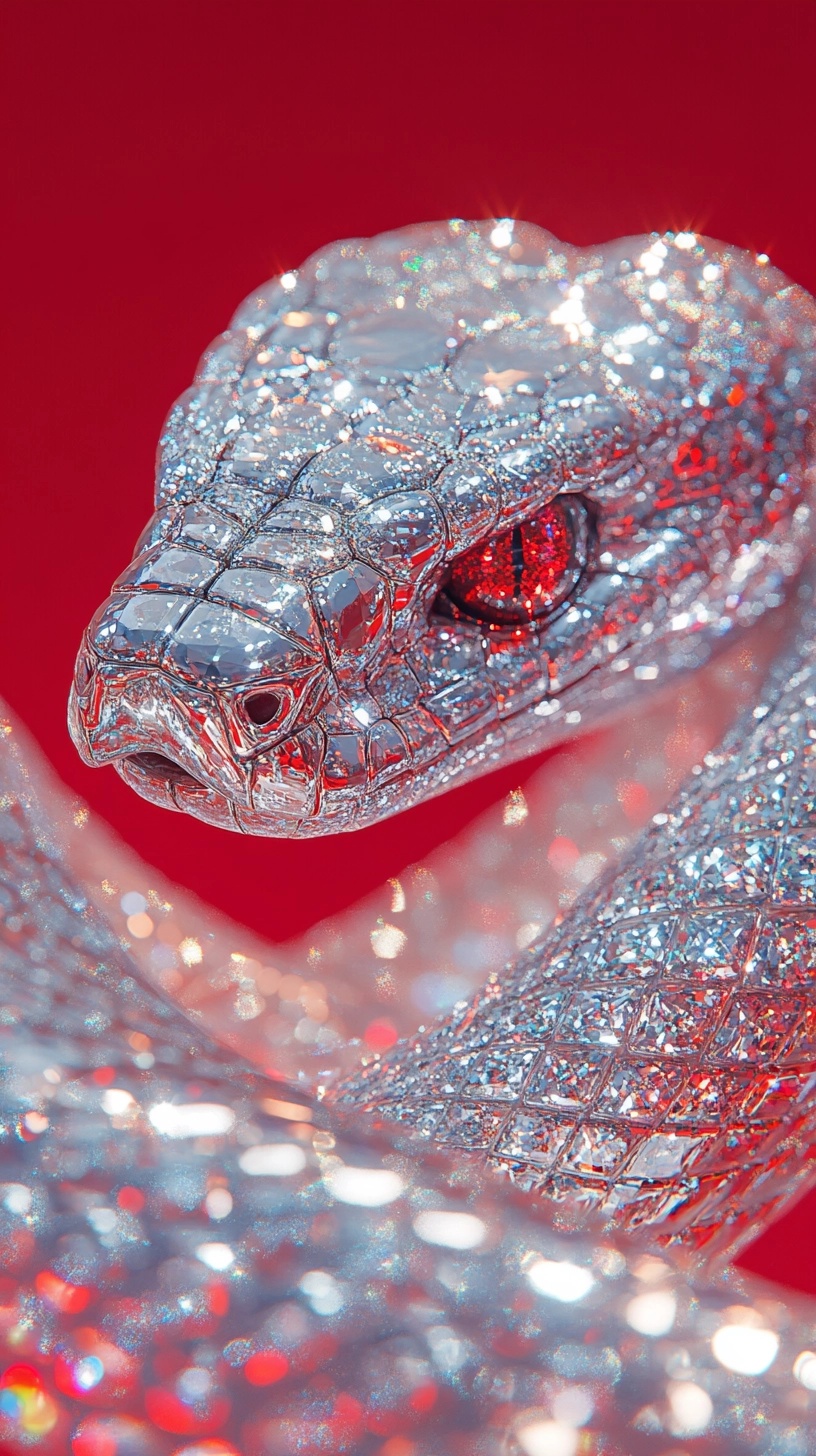 Elegance Unleashed: Diamond-Covered Serpent Art