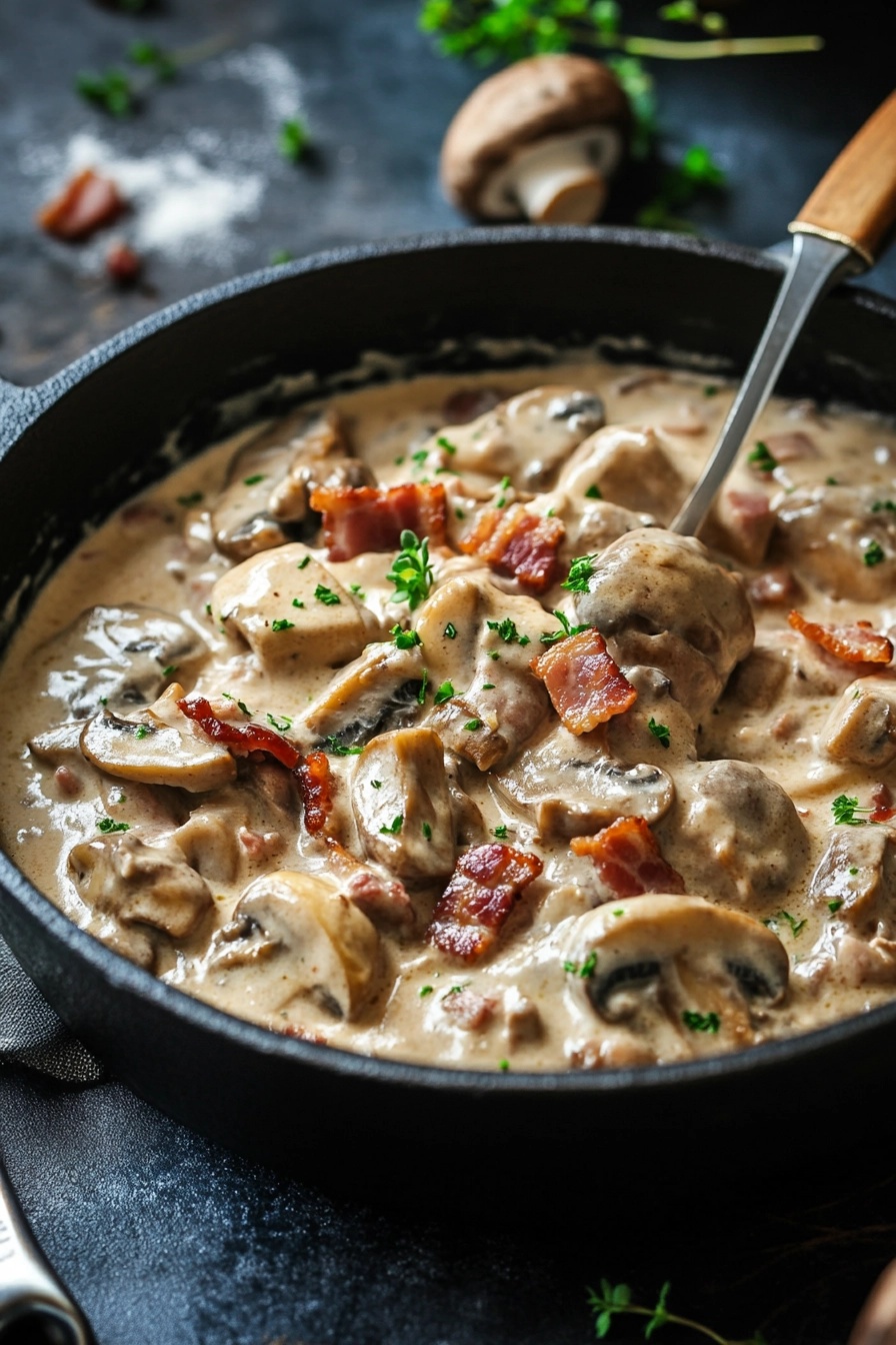 Creamy Mushroom & Bacon Stroganoff Recipe Photo