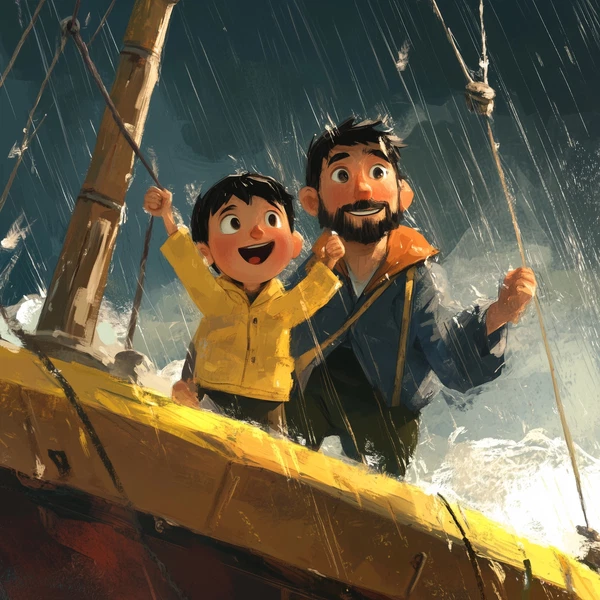 Father & Son Adventure: Rainy Day on a Ship