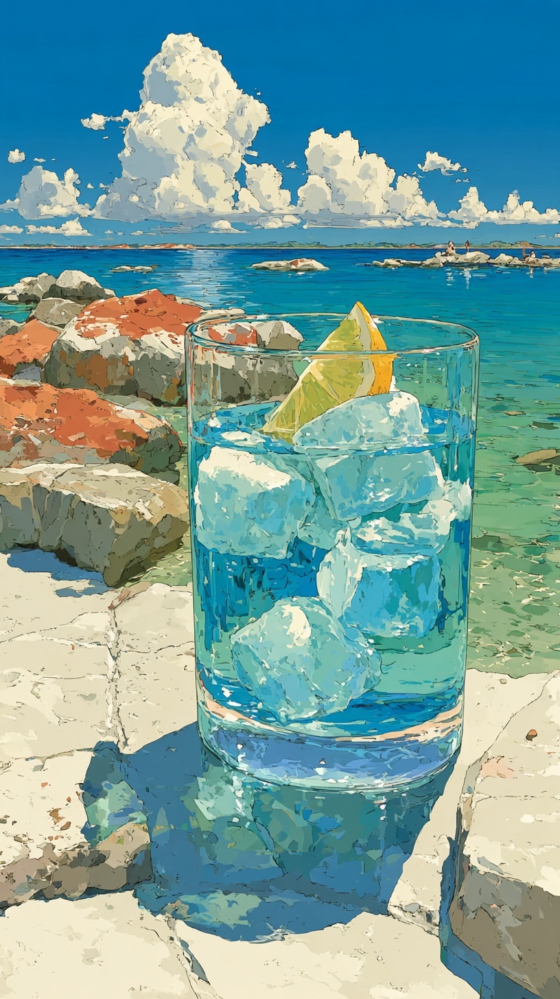 Refreshing Blue Lemonade on a Sunny Beach Day