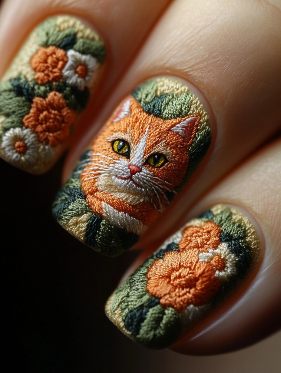 Exquisite Embroidered Nail Art with Unique Designs