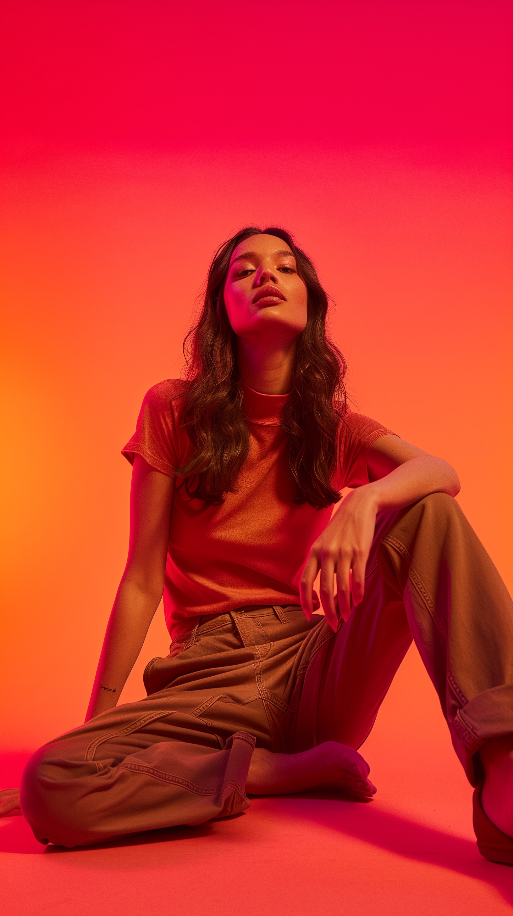 Cinematic Fashion Photography for Uniqlo: Woman in Heattech Top and Chinos