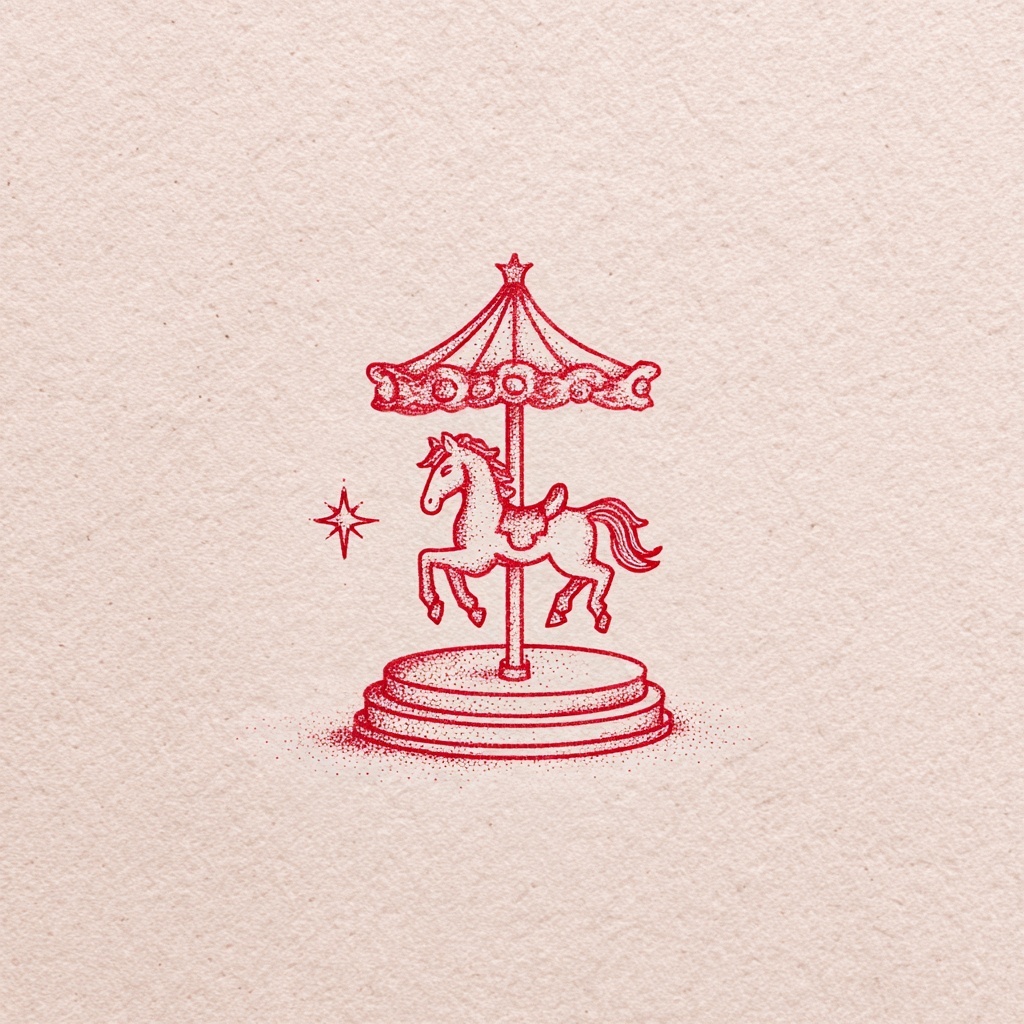 Charming Vintage Horse Carousel Artwork for Kids