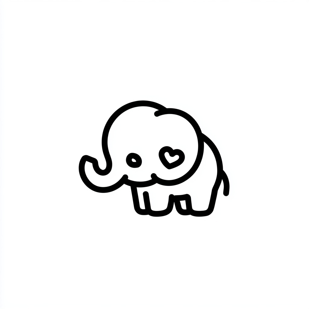 Charming Cartoon Baby Elephant Logo Design