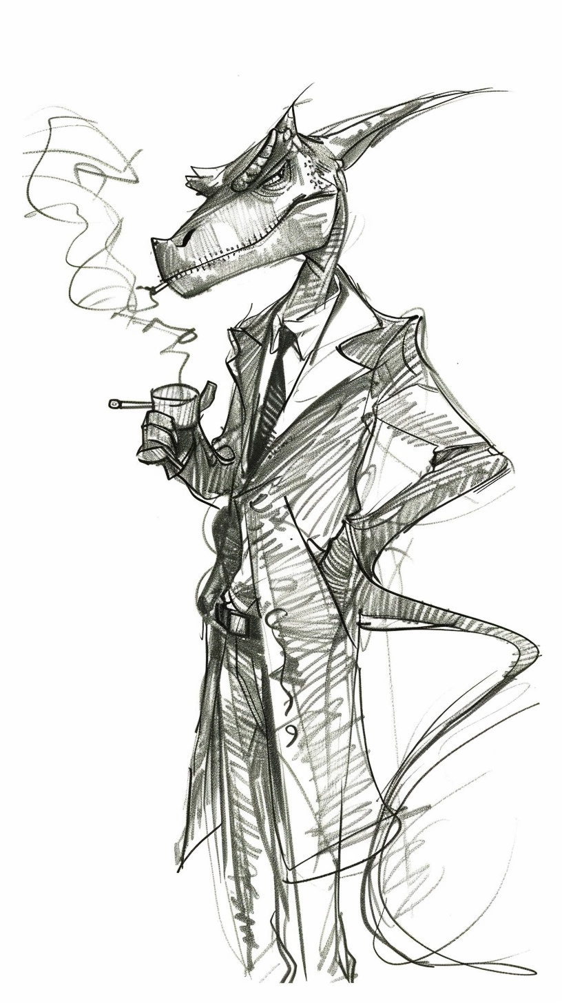 Retro Detective Dilophosaurus: A Cartoon Noir Adventure