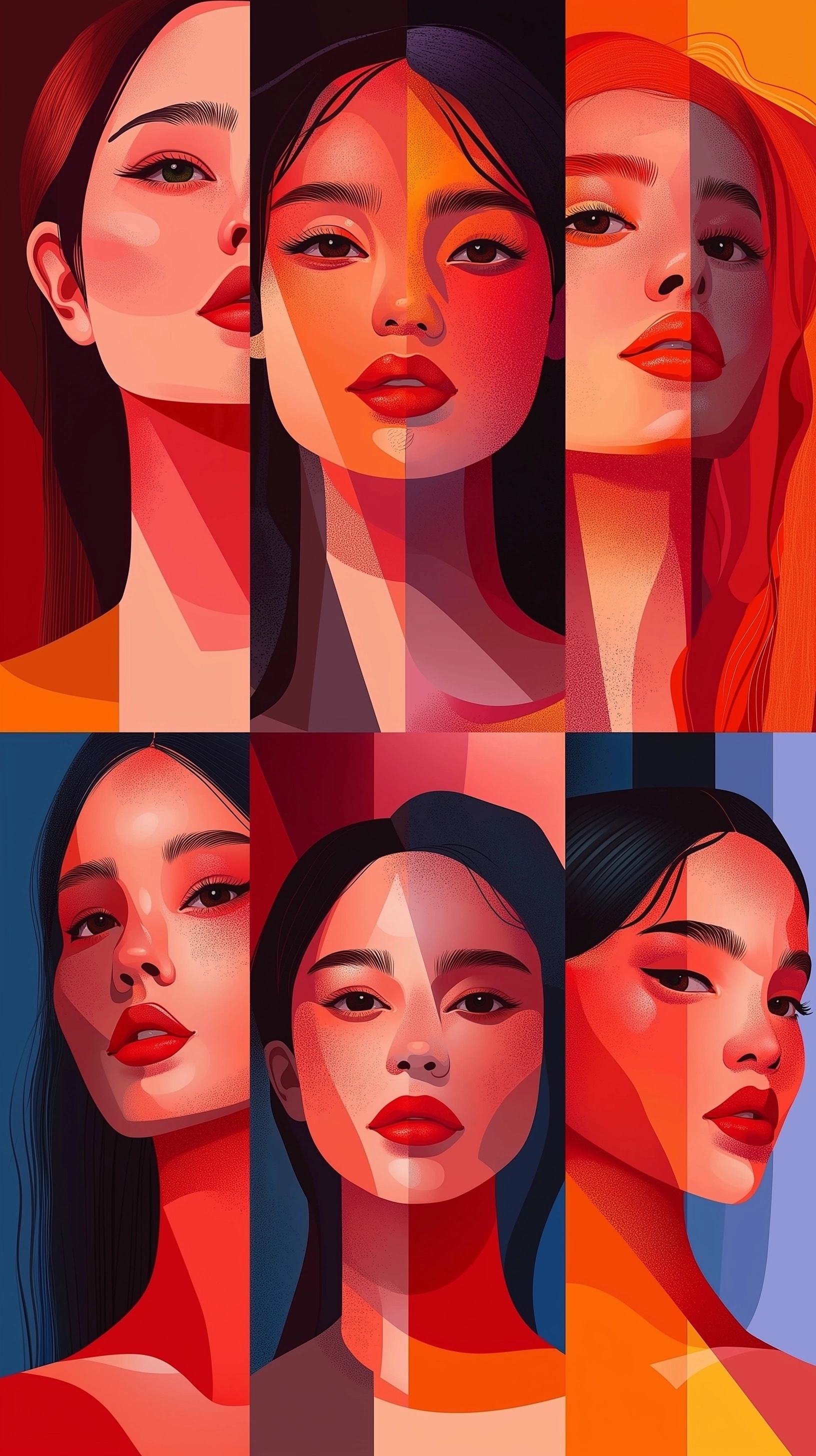 Stylish Asian Women: Elegant Vector Poster Designs