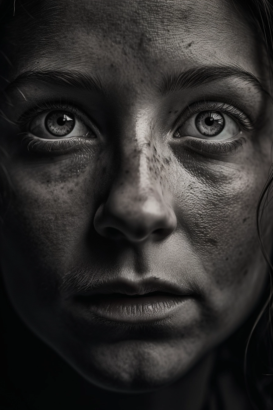 Raw Emotions: Intense Close-Up Portrait