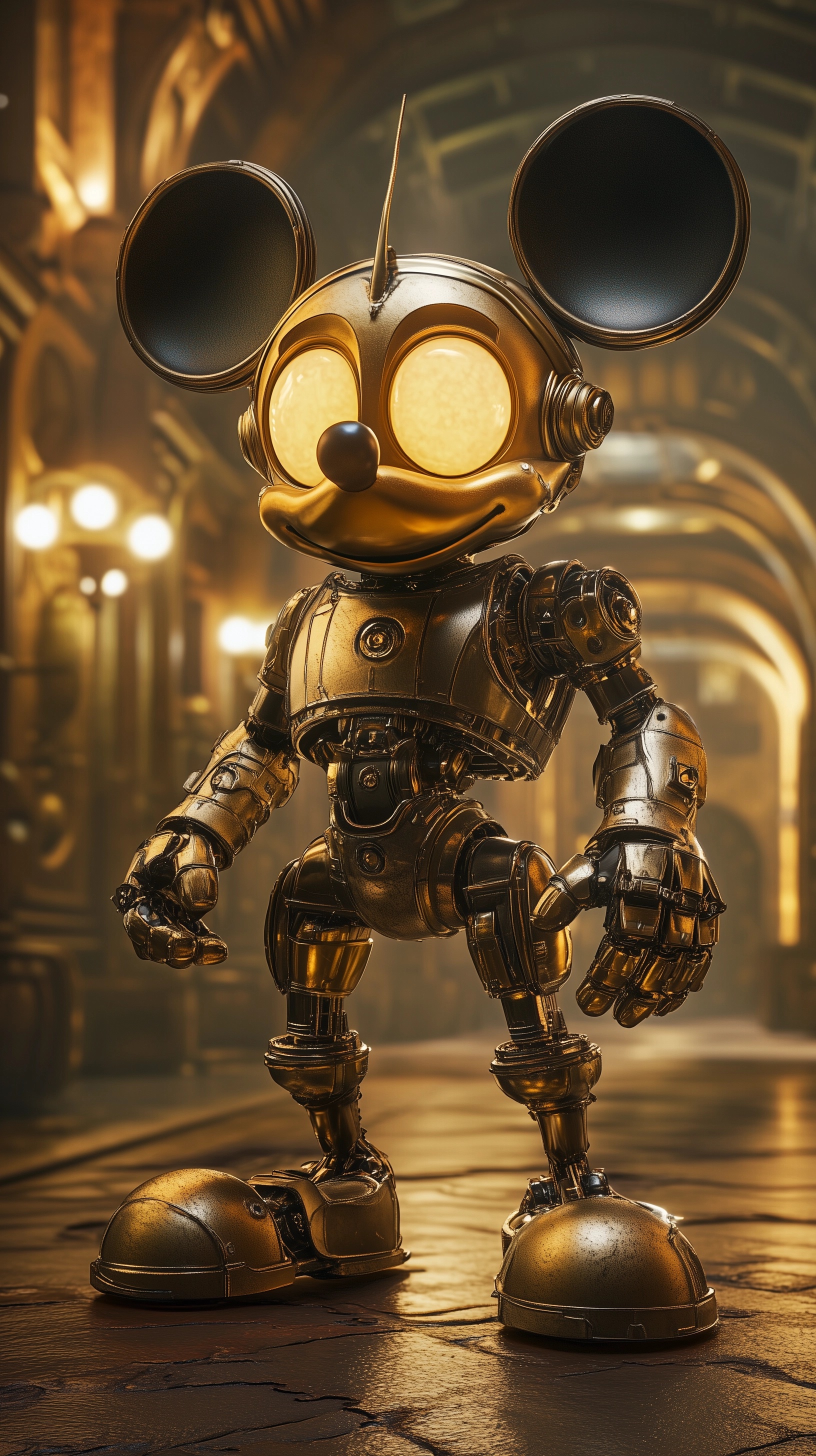 Future Ready: Robotic Mouse in Golden Armor