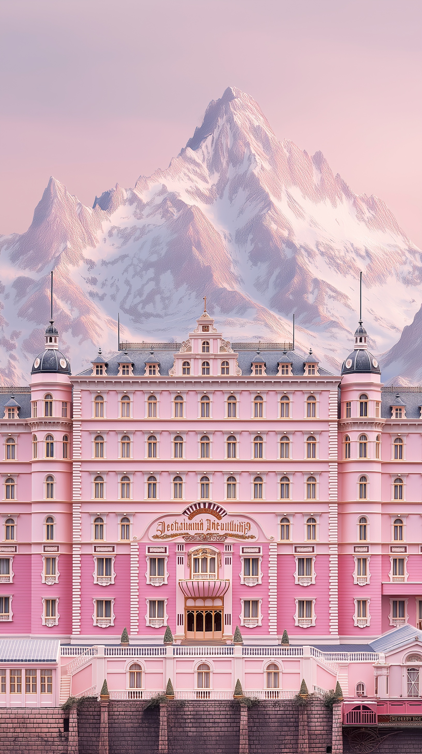Whimsical Pink Hotel: A Grand Mountain Escape