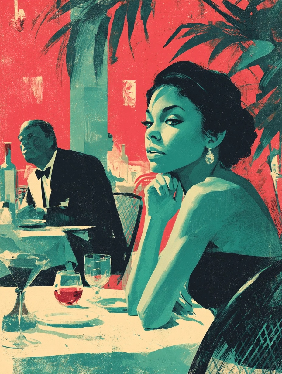 Vintage Romance: Artful Dining Scene Poster