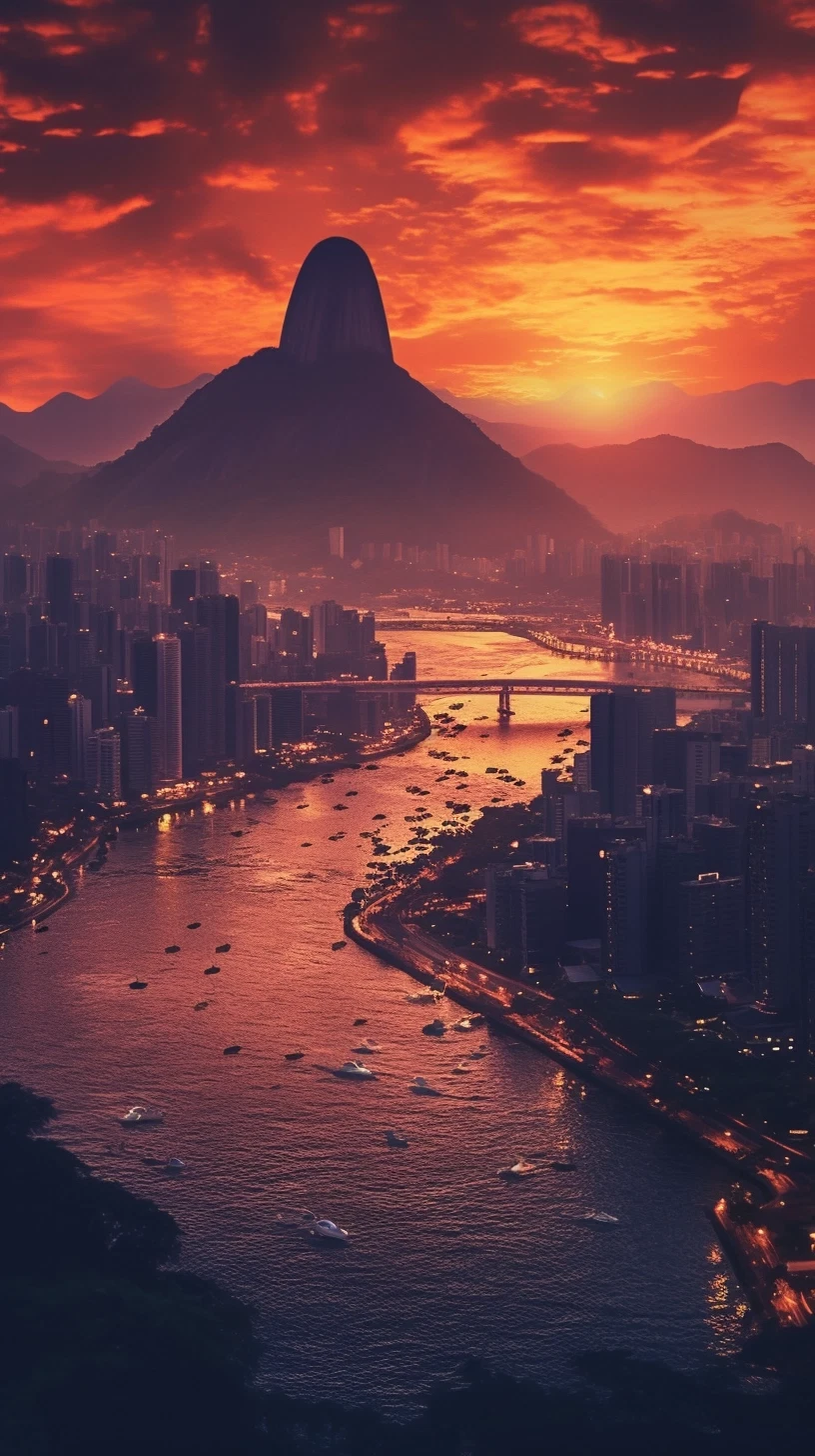 Surreal Rio Sunset: Charming City Composition