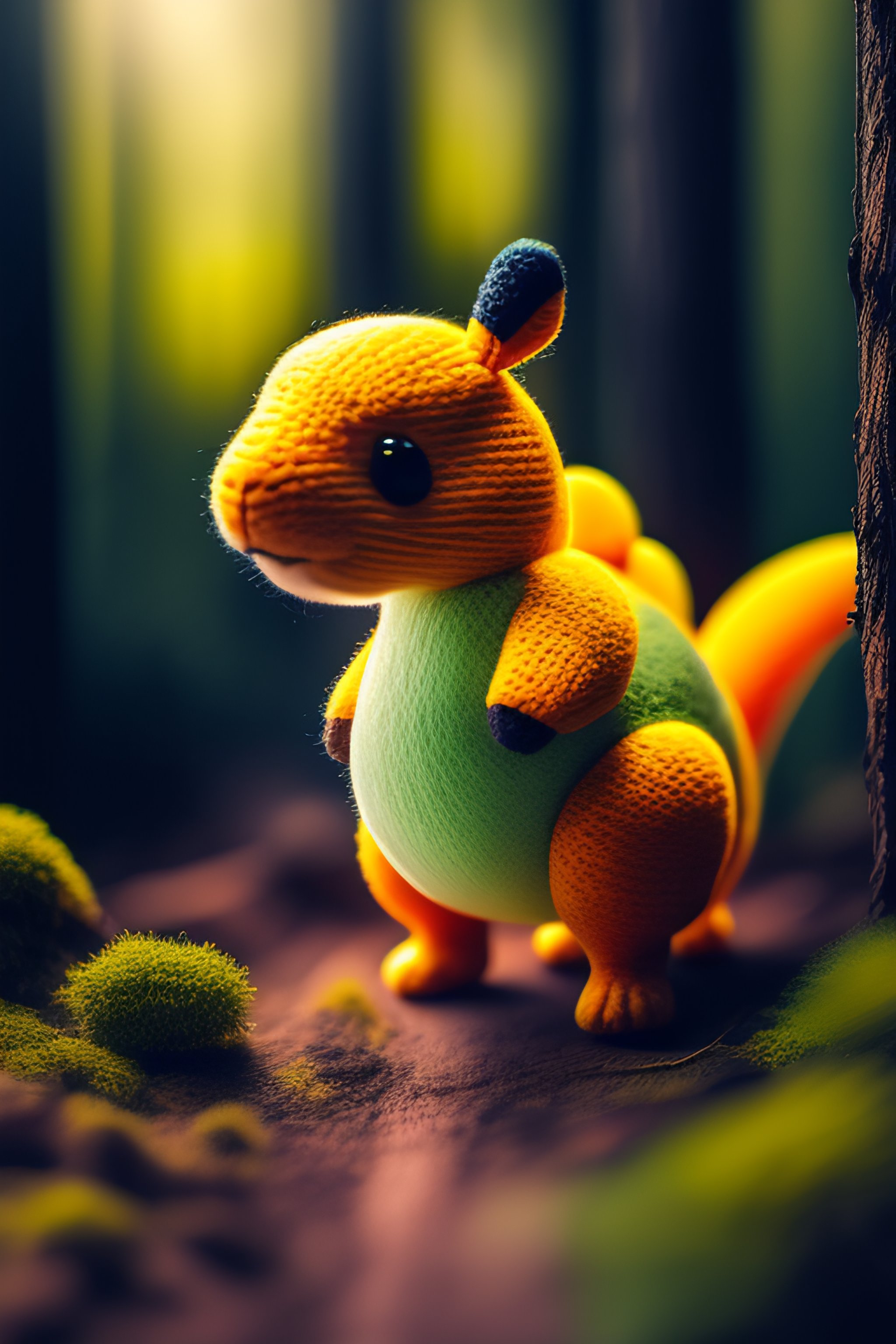 Woolly Dinosaur in Realistic Forest - 8K Pikachu