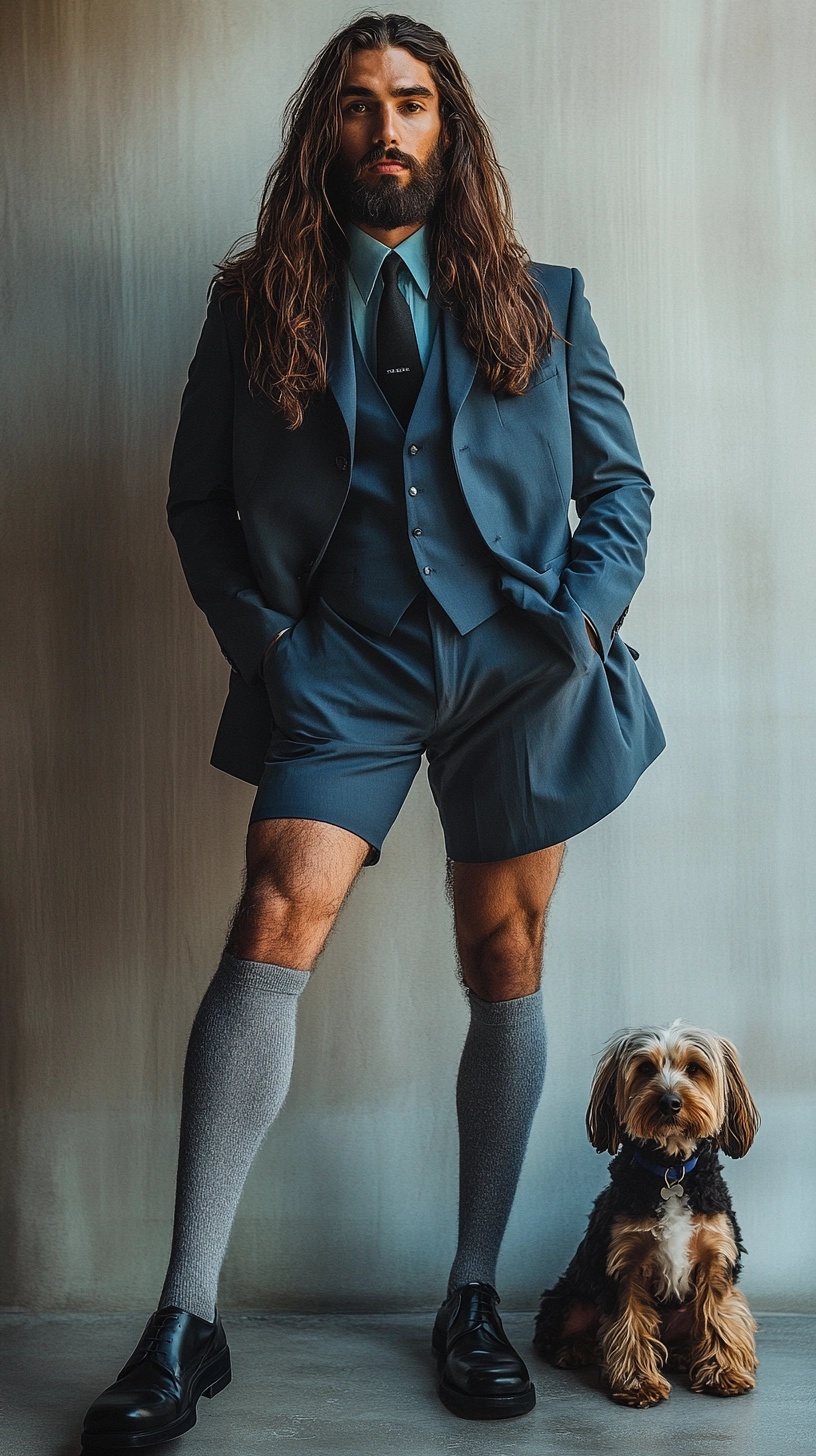 Stylish Spanish Man & Dog: A Vogue Aesthetic