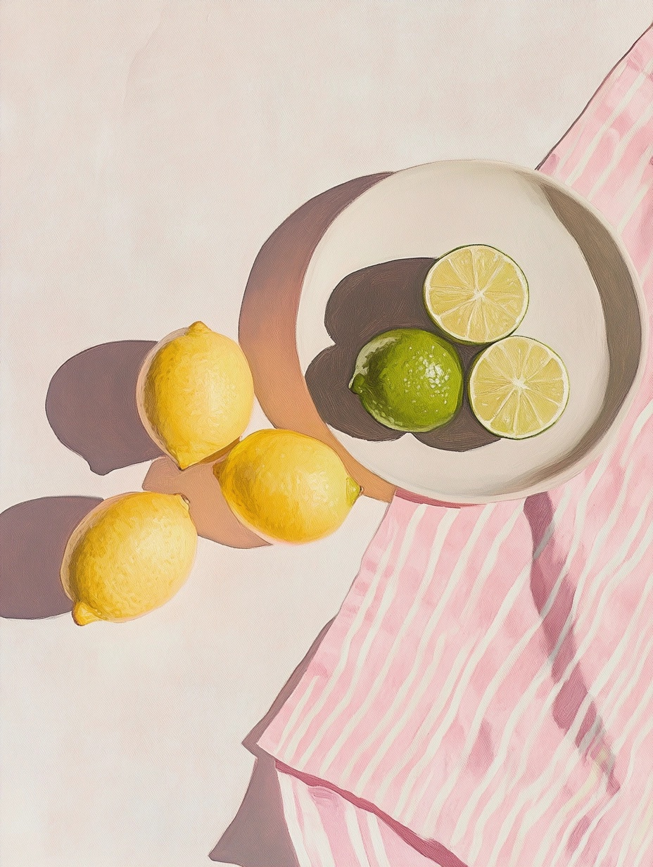 Minimalist Gouache Artwork: Lemons & Limes