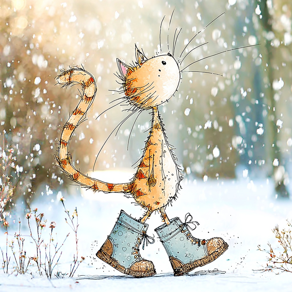 Whimsical Cat in Boots: Art Meets Reality