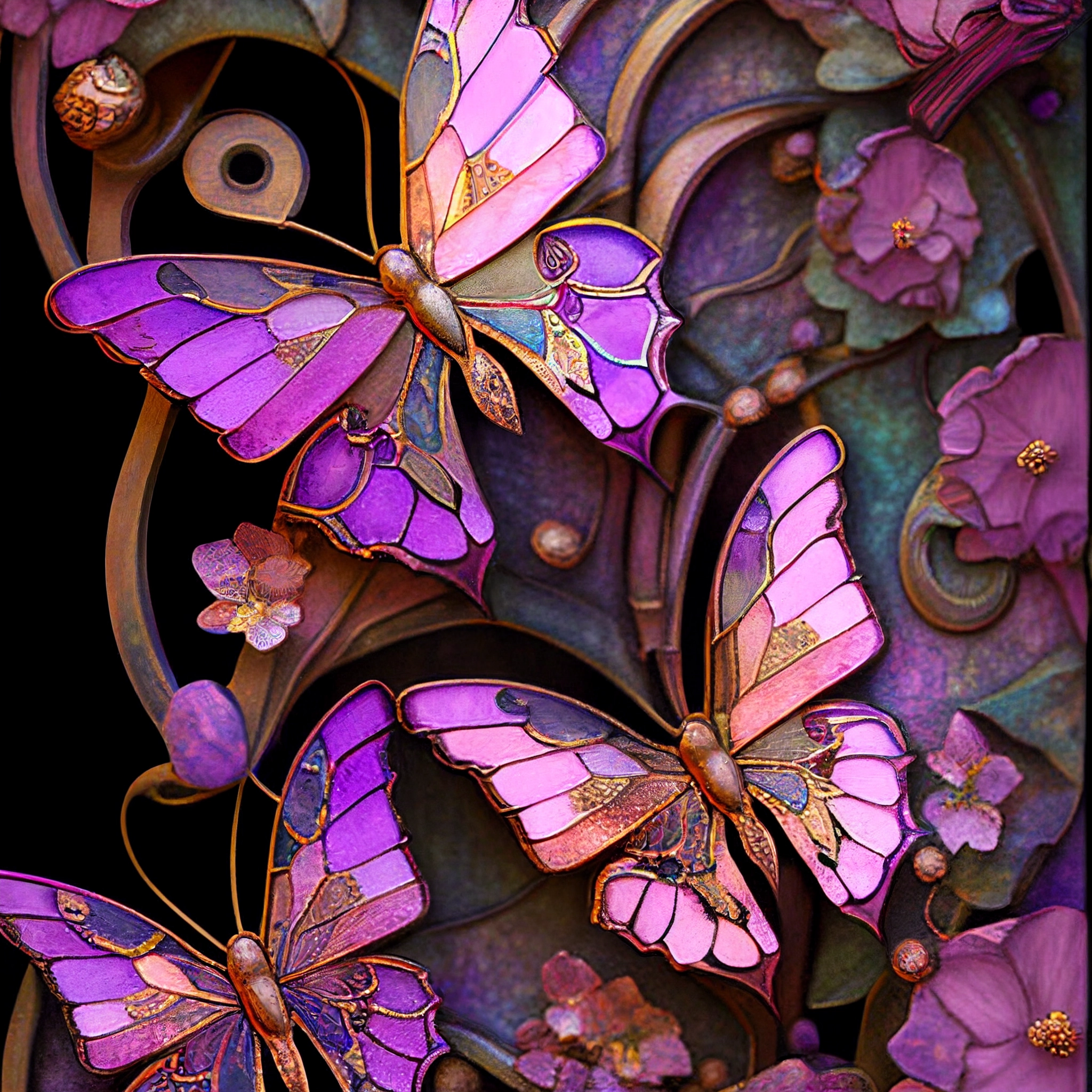 Decorative Cloisonne Butterfly Sculpture - Art Nouveau