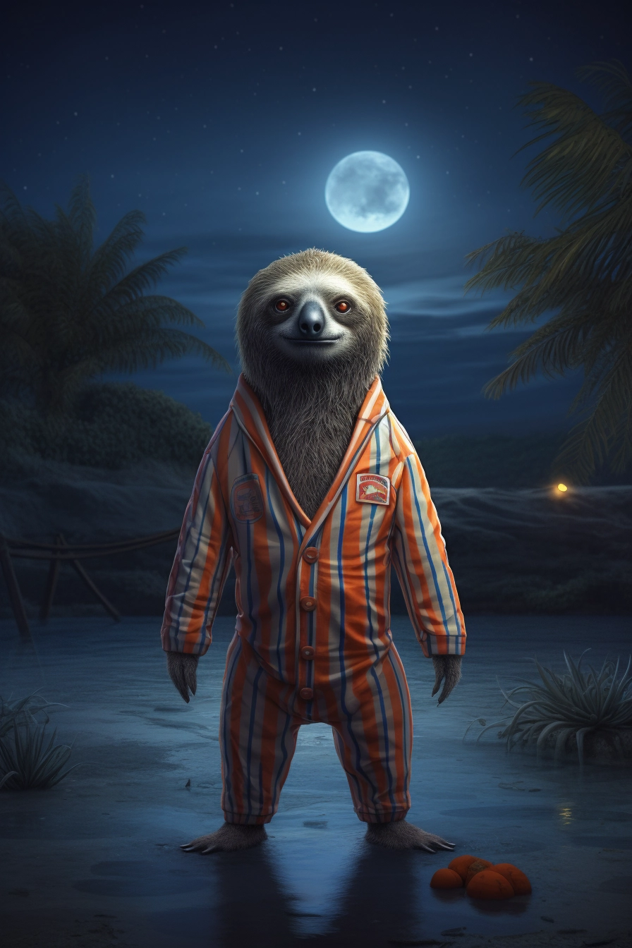 Surreal Sloth in Beach Suit: UHD Art Commission