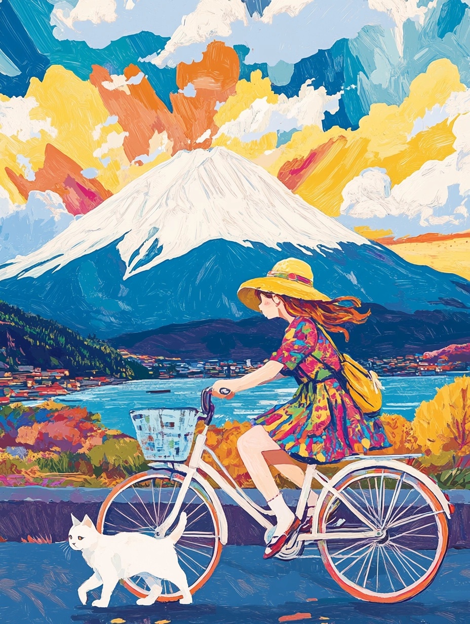 Colorful Cycling Adventure at Mount Fuji