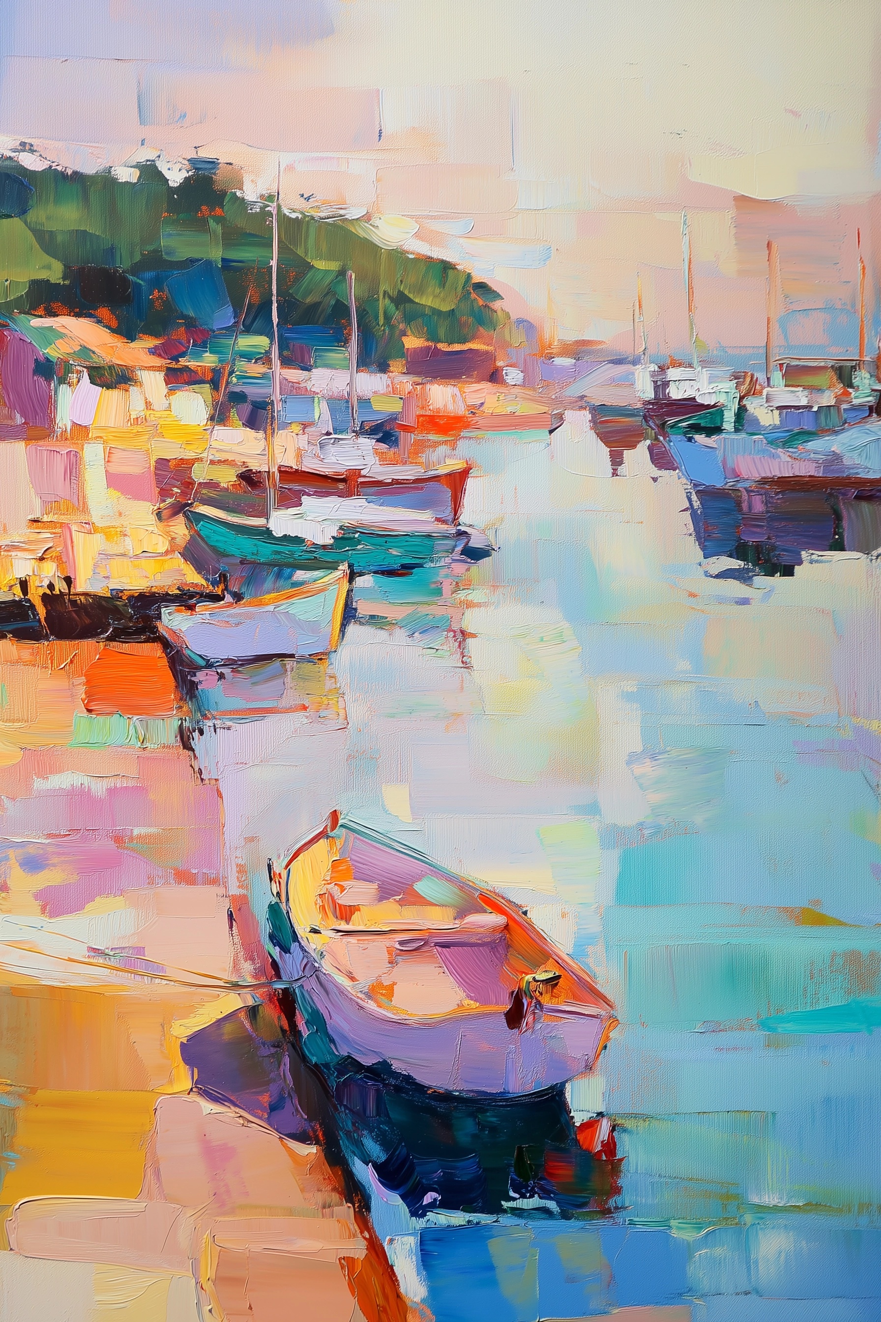 Vibrant Abstract Estuary Landscape in Oil