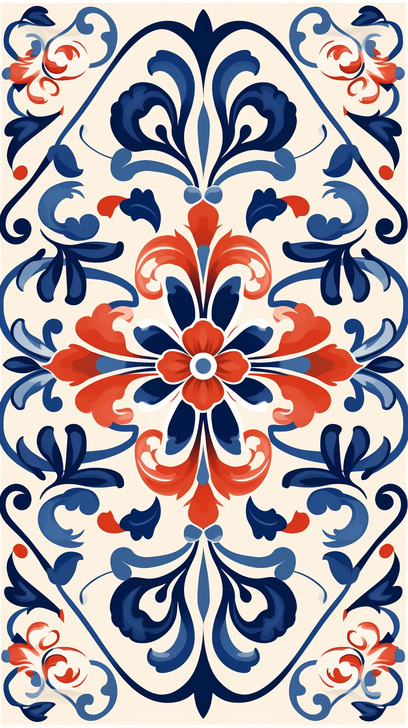 Sicilian Flair: Intricate Tile-inspired Print Design, 300dpi