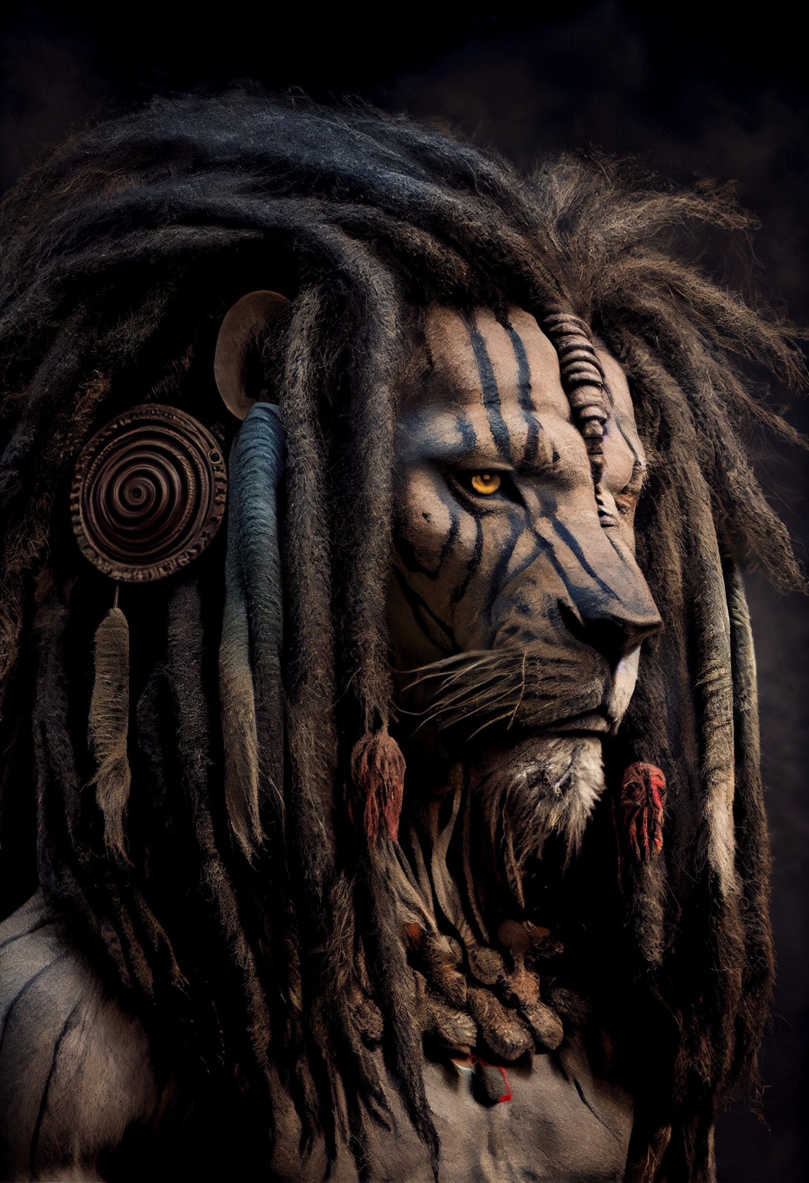 Dreadlocked Lion: A Majestic Mane