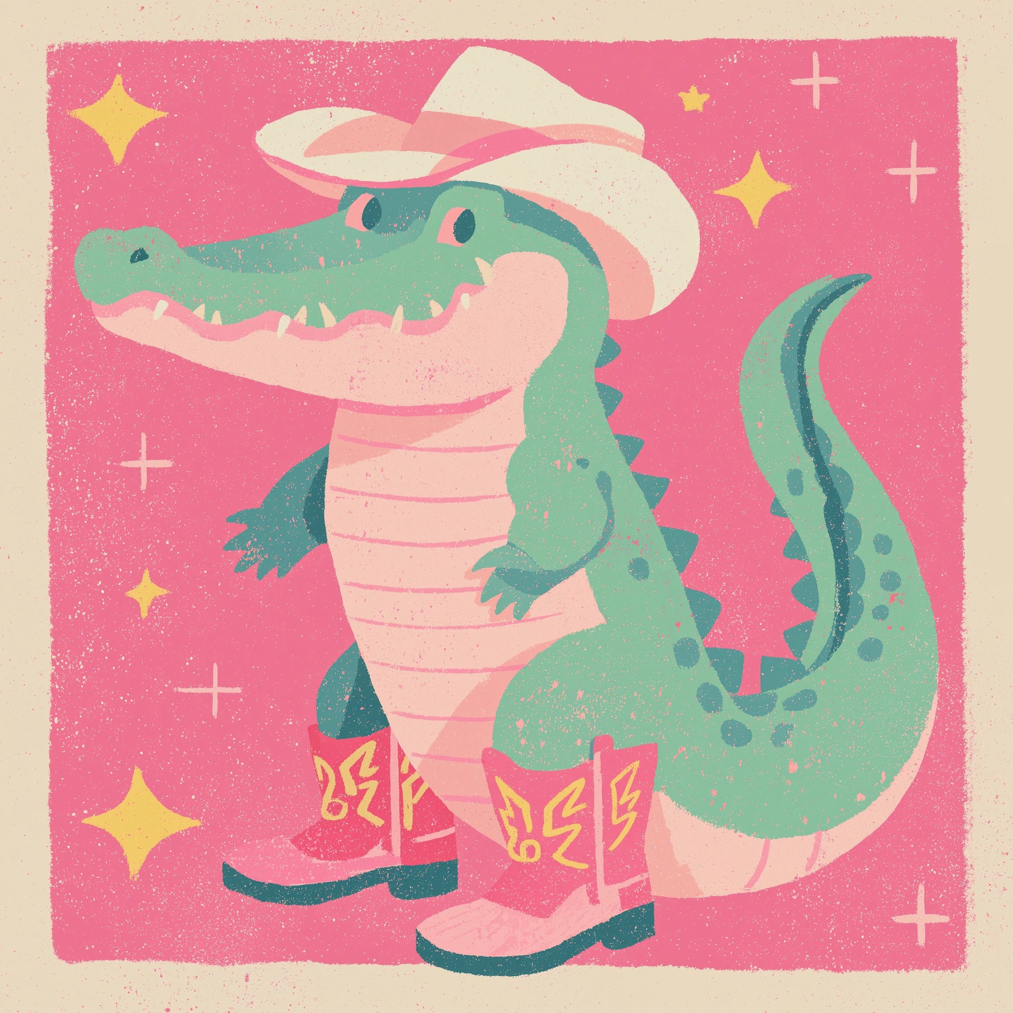 Retro Alligator Cowboy T-Shirt Design