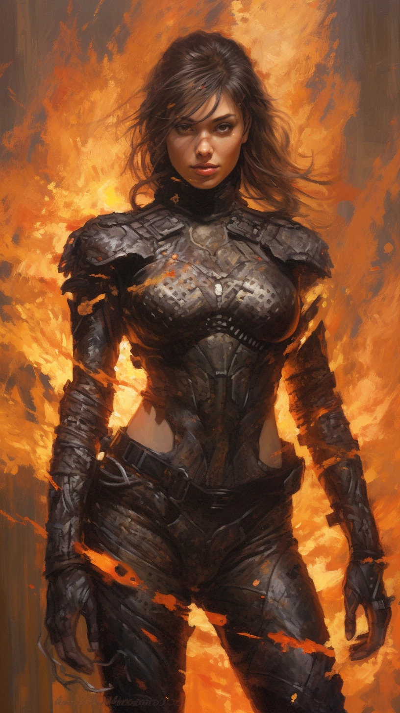 Firestorm Heroine: Dark Gray & Bronze Painting