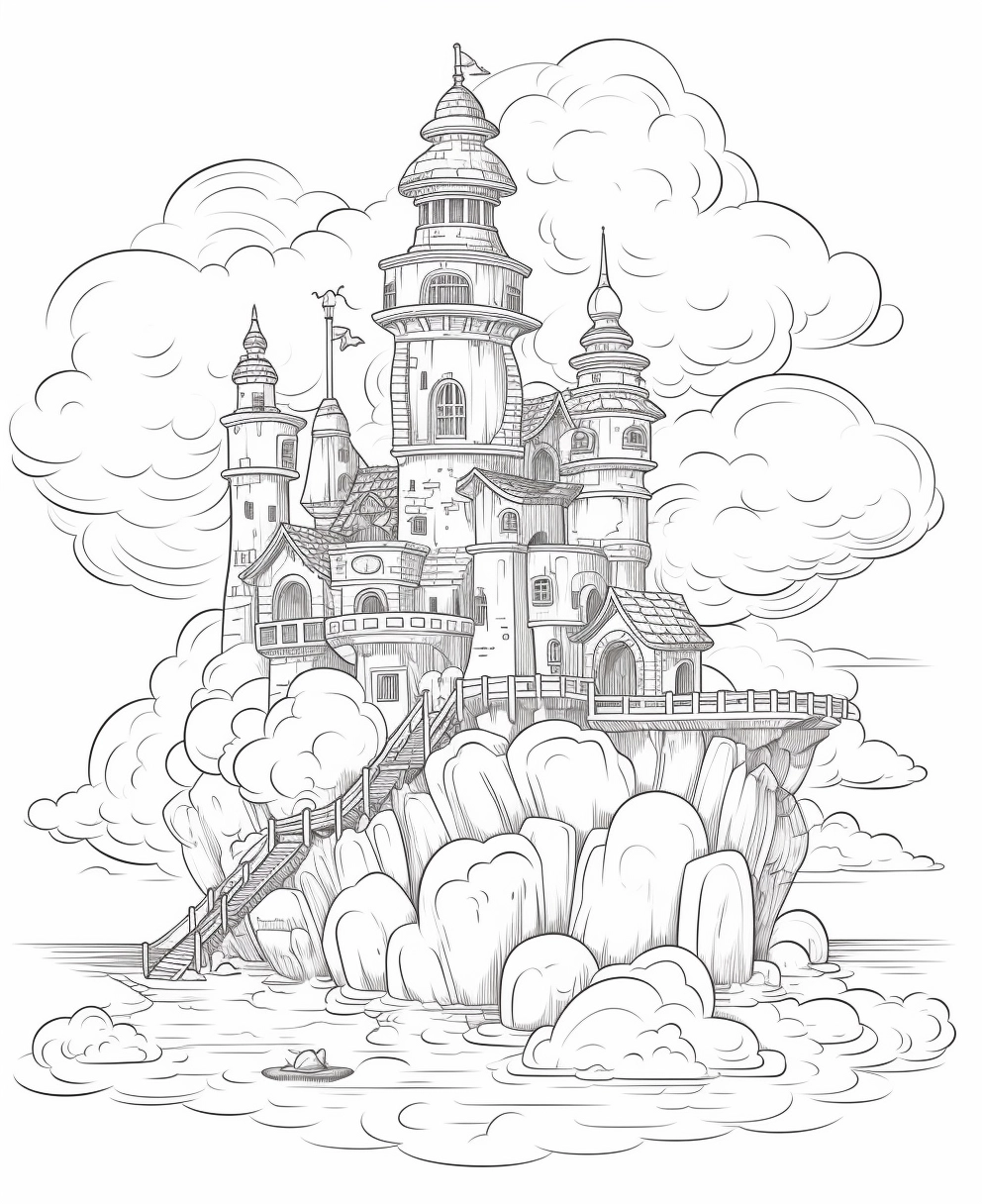 Cloud Castle Coloring Page - Fun for Kids!