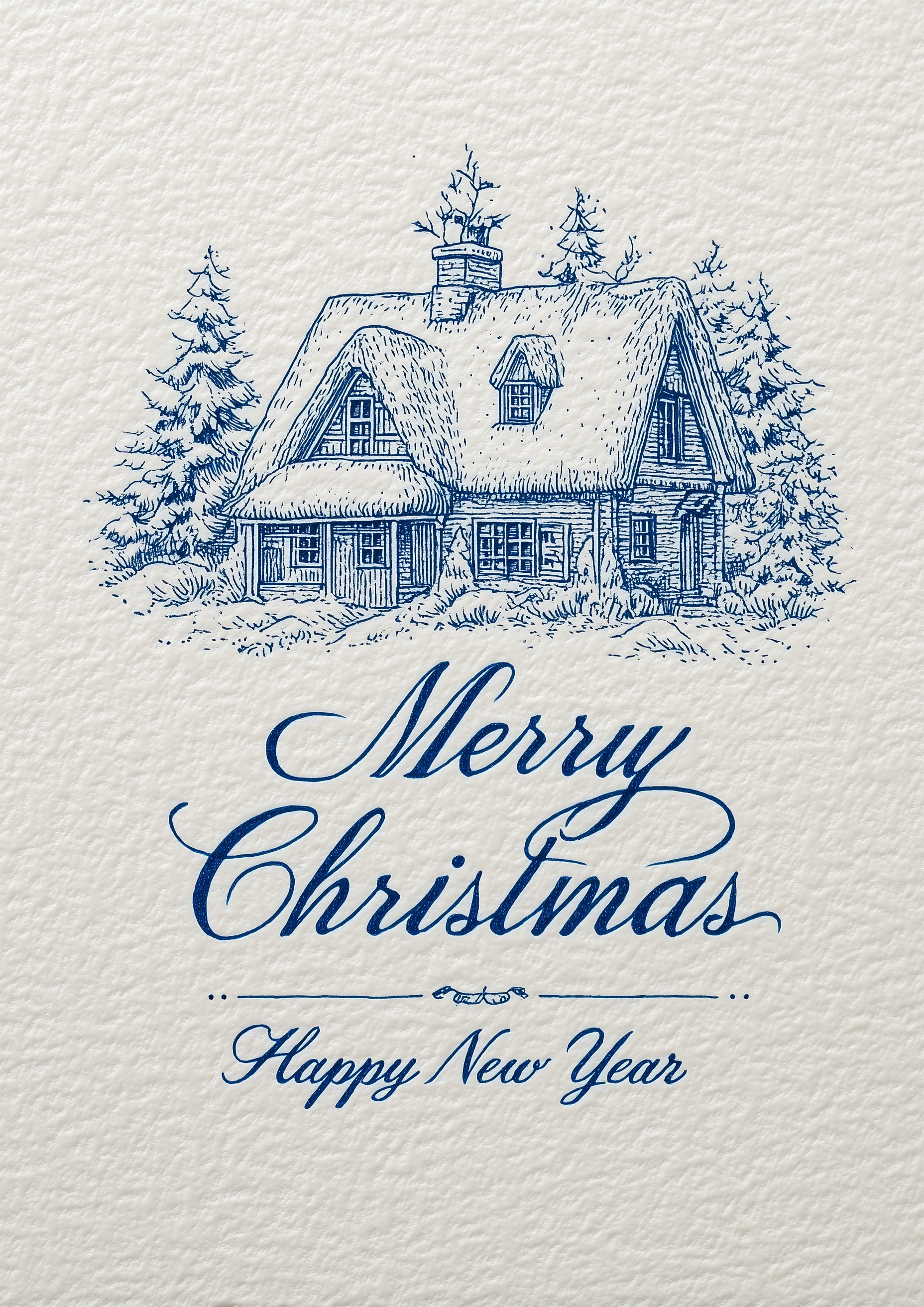 Embroidered Christmas Card: Merry & Happy New Year