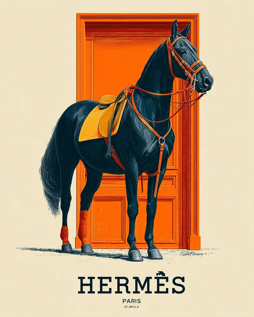 Elegant Minimalism: Hermès-Inspired Horse Art