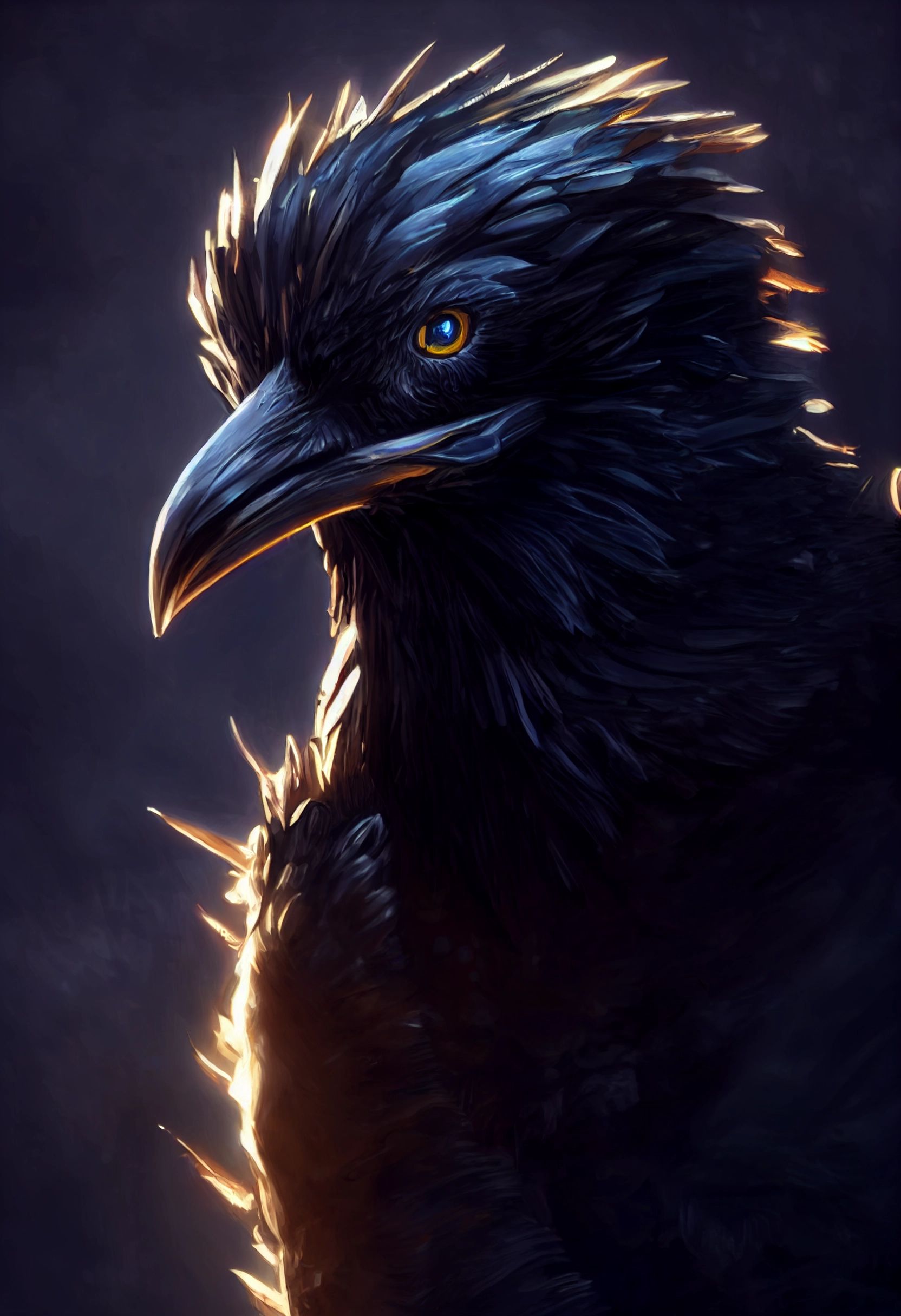 Golden-Eyed Raven King: Unreal Fantasy Art